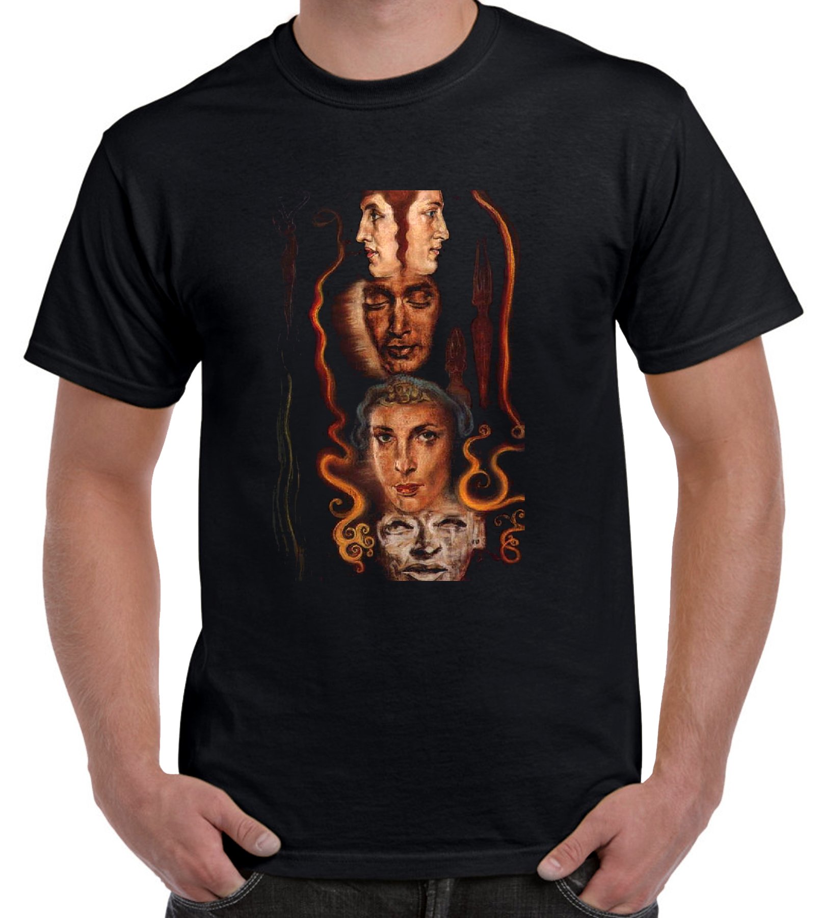 Men's Tribal T-Shirt | Austin Osman Spare Eternal Masquerade Graphic Tee | Vintage Occult Design Cotton Shirt for Casual Wear & Music Festivals