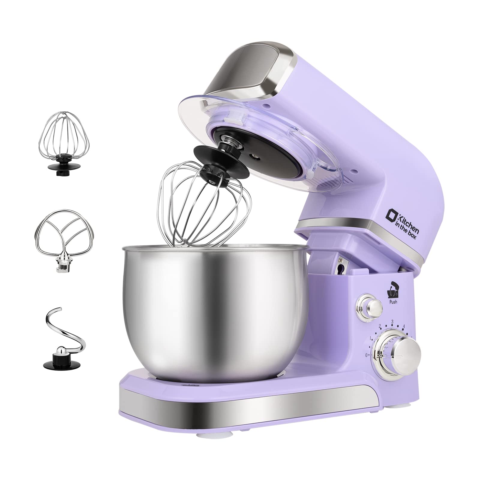 3.2Qt Stand Mixer - 6-Speed Electric Kitchen Mixer with Egg Whisk, Dough Hook & Flat Beater | Lightweight Portable Food Mixer for Baking, Cooking & Daily Kitchen Use (Purple) | Perfect for Home Bakers, Small Kitchens & Quick Meal Prep