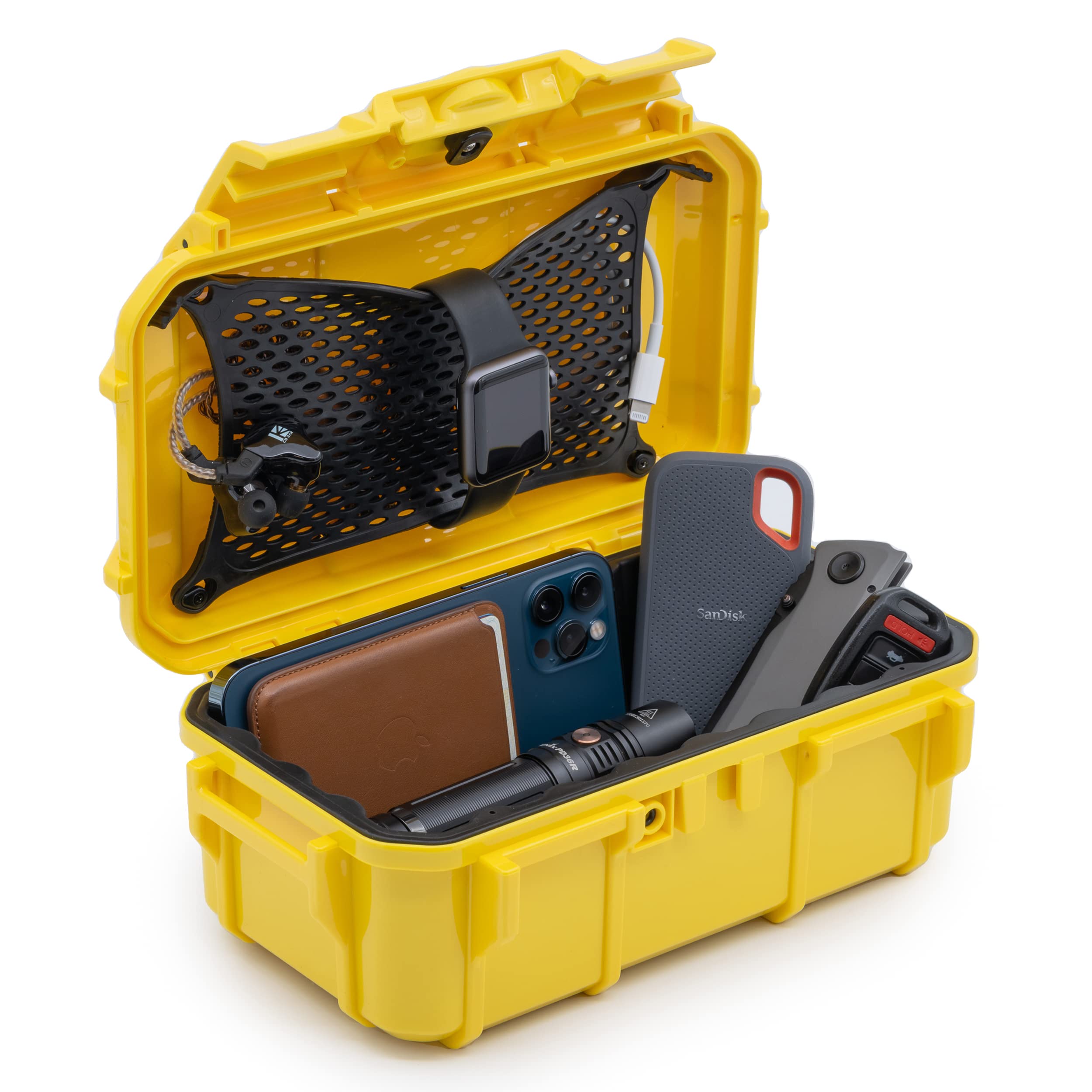 **Evergreen 57 Waterproof Dry Box Protective Case - Military Spec, USA Made - Secure Storage for Cameras, Phones, Ammo, Survival Gear - Ideal for Camping, Hiking, Boating & Water Sports (Yellow)**    *(Perfect for outdoor adventures, emergency preparedness, and protecting valuables from water, dust, and impacts.)*
