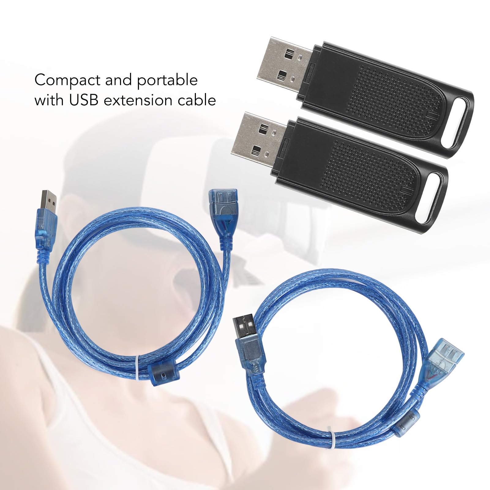 Wireless VR USB Dongle - Fast Data Transfer Receiver for HTC Vive Trackers & Controllers - Portable 2-Pack with USB Extension Cable (Transparent Black) - Perfect for VR Gaming, Motion Tracking & SteamVR Setup