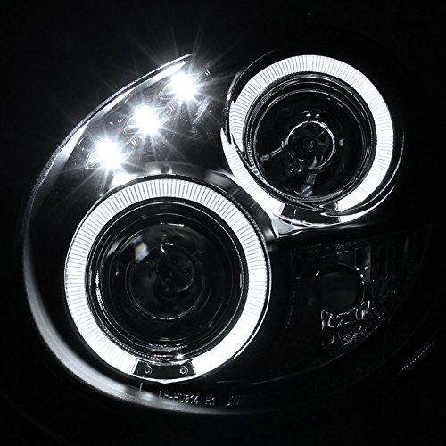 Spec-D Tuning Black Halo LED Projector Headlights with Amber Side Markers - Compatible with 2002-2003 Subaru Impreza WRX (Left & Right Pair) - Upgrade for Night Driving & Enhanced Style