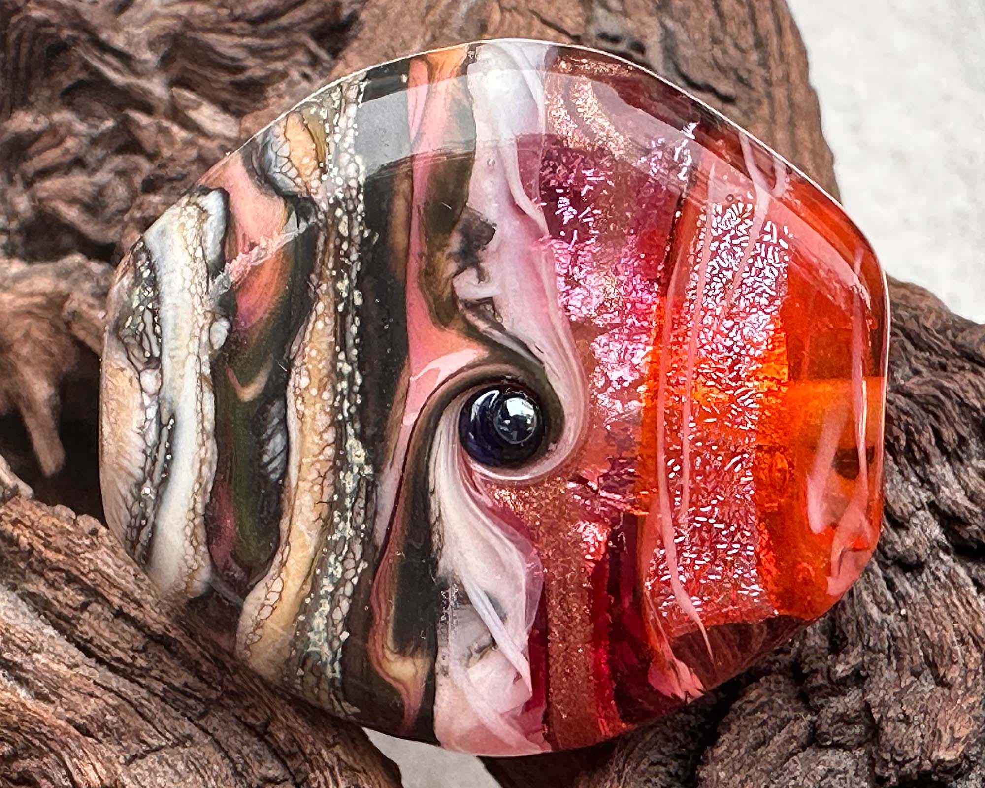 Handmade Sunset Organic Lampwork Glass Focal Bead SRA - Perfect for Jewelry Making, DIY Crafts & Beading Projects