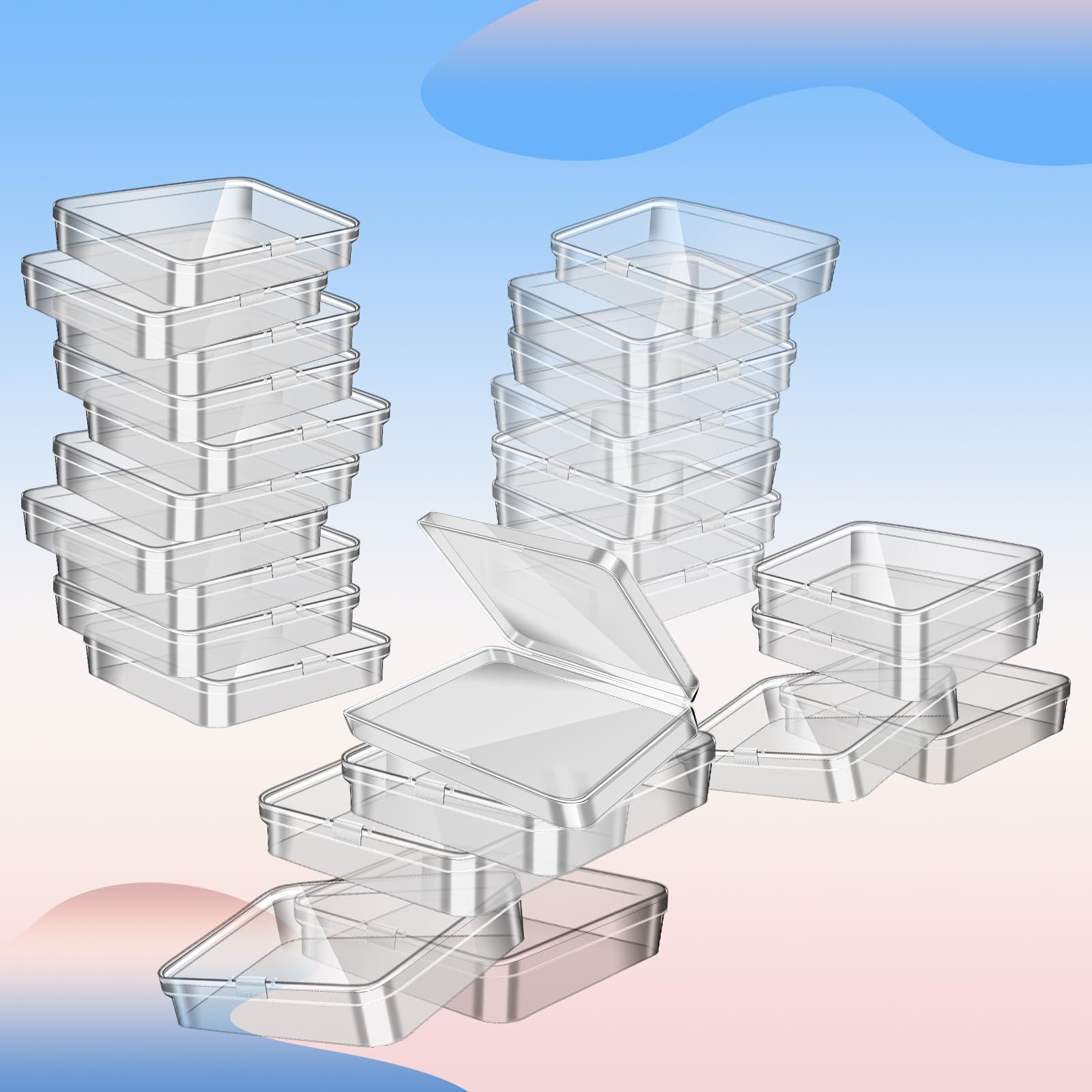 Clear Plastic Bead Organizer Box with Lid - Small Storage Container for DIY Crafts, Jewelry Making, Nail Art, Diamond Painting & Pills - Portable Craft Organizer for Home, Office & Travel Use
