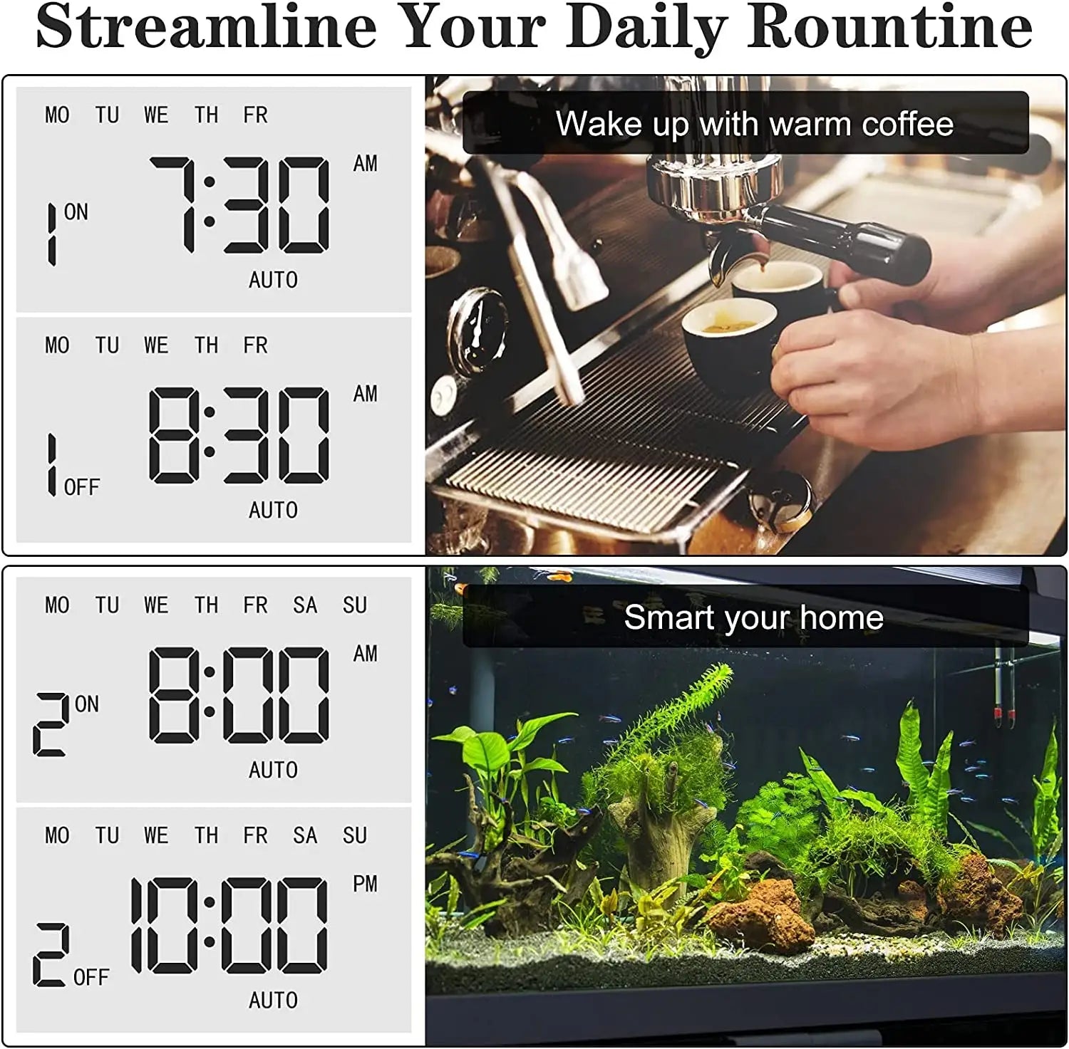 Smart Programmable Digital Plug-In Timer with LCD Display - Indoor Use for Lights, Appliances & Holiday Decorations