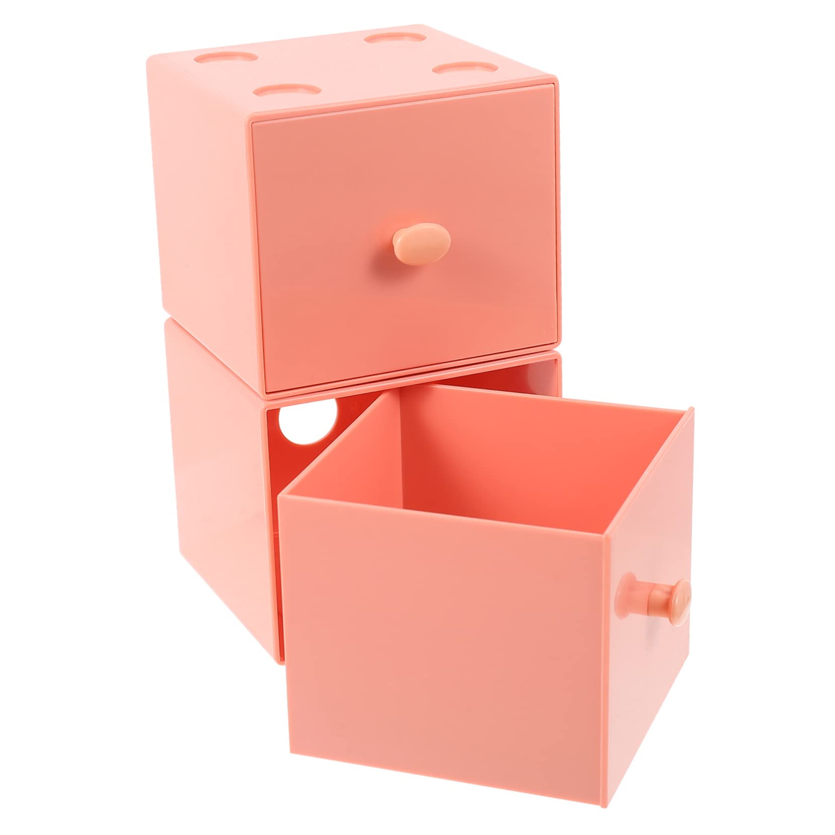 CIYODO 2-Piece Makeup Brush Organizer Set - Vanity Tabletop & Office Cube Storage for Cosmetics, Crafts & Supplies - Small & Large Drawers for Home Countertop Organization (Orange) | Perfect for Makeup Artists, Craft Rooms & Office Desks