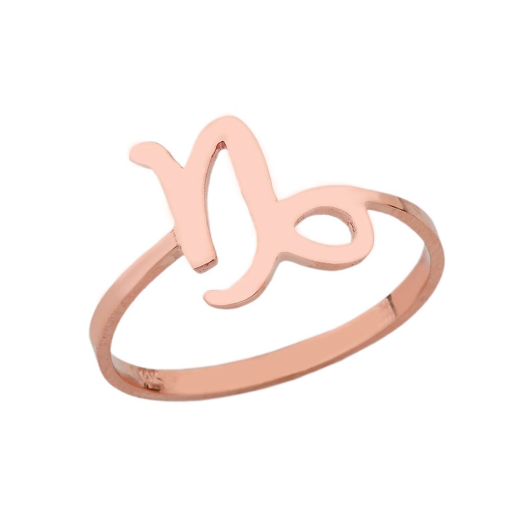 14K Rose Gold Capricorn Zodiac Ring for Women - Elegant Horoscope Jewelry Gift for Birthday, Anniversary & Everyday Wear