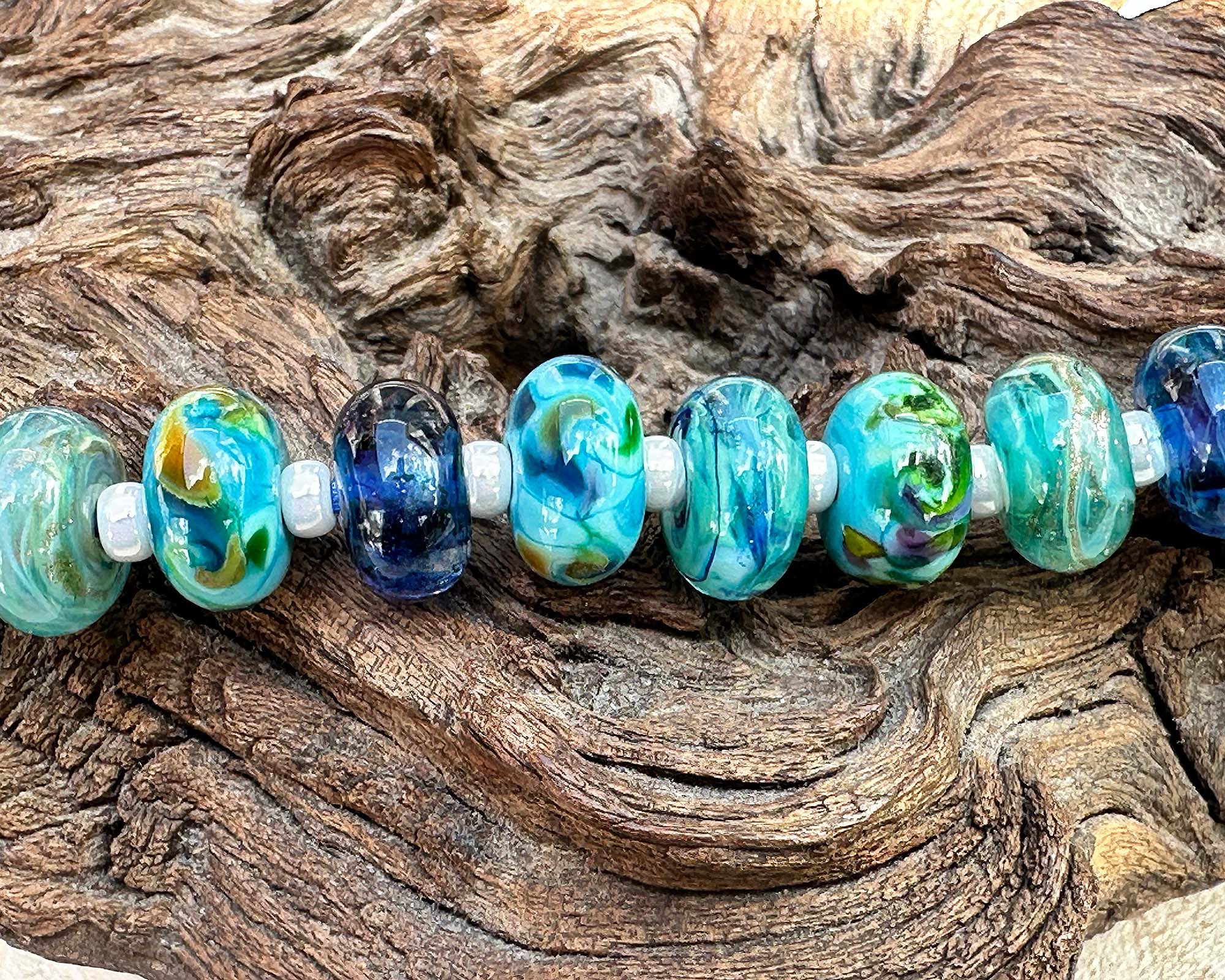 16PCS Turquoise Blue Glass Lampwork Beads for Jewelry Making - DIY Bracelet, Necklace Craft Supplies - Perfect for Boho, Beach Style Accessories