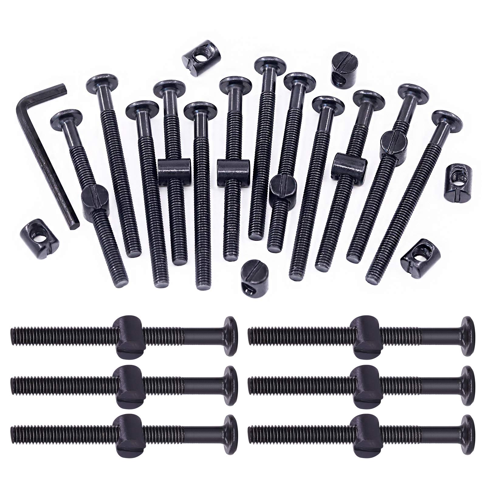 Swpeet 51Pcs M6x70mm Crib Screws with Allen Wrench - Perfect for Baby Beds & Furniture Assembly