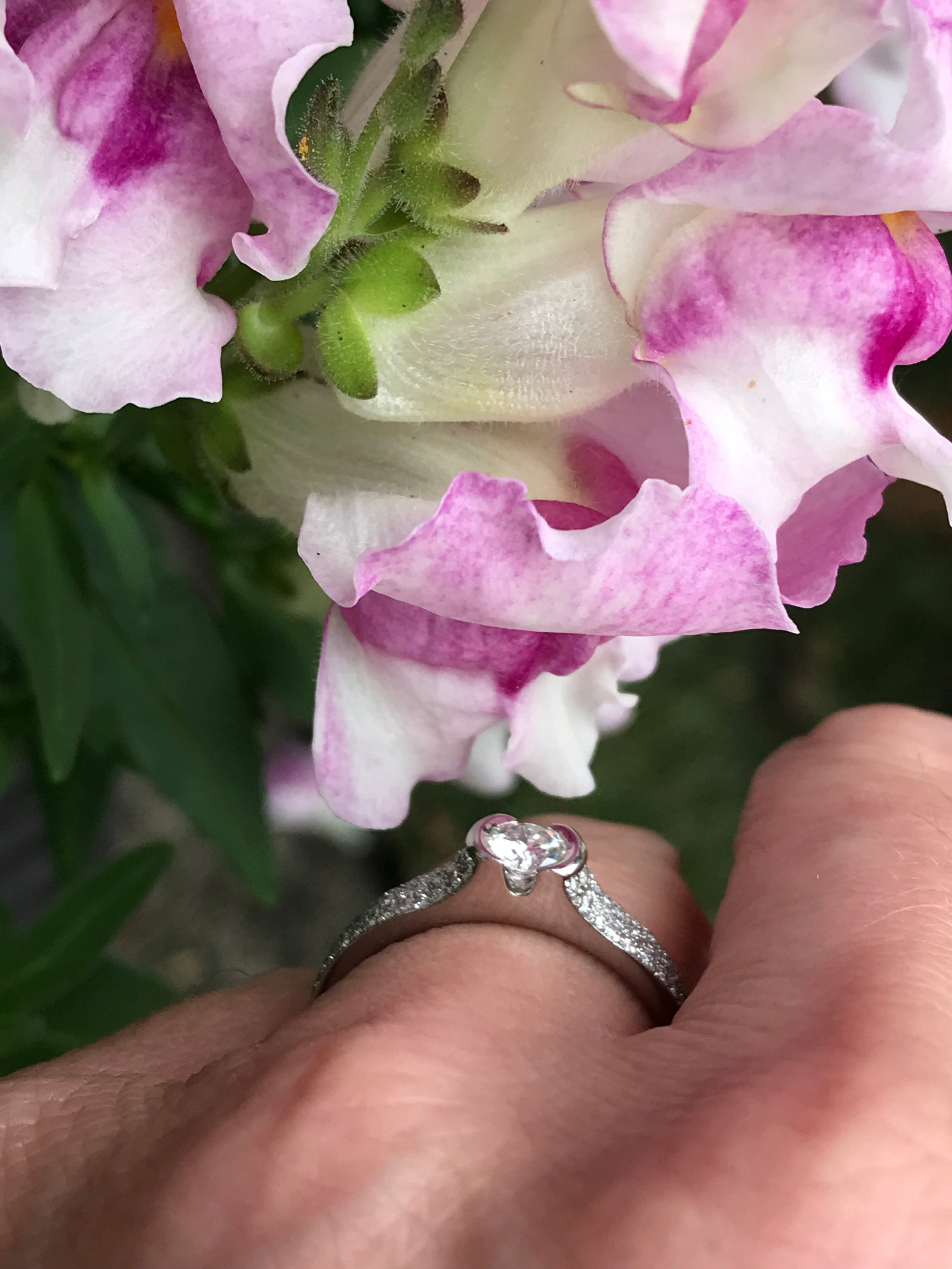 0.54ct Platinum Brilliant Cut Natural Diamond Ring with Pave Setting - FVS Clarity, Perfect for Engagement, Wedding & Anniversary Gifts