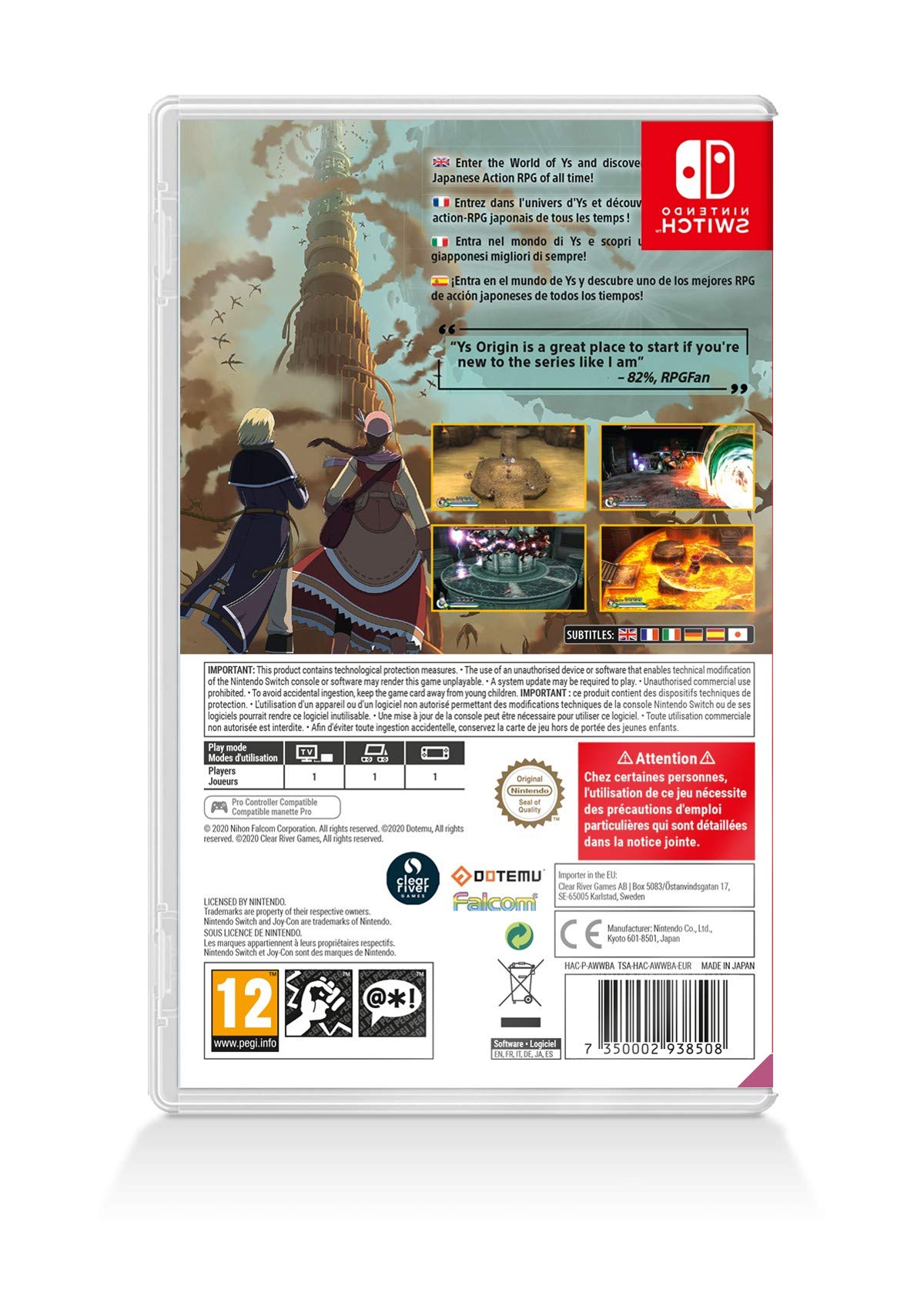 Ys Origin - Nintendo Switch Game | Action RPG Adventure for Nintendo Switch | Perfect for Fans of Classic JRPGs and Anime-Style Gaming