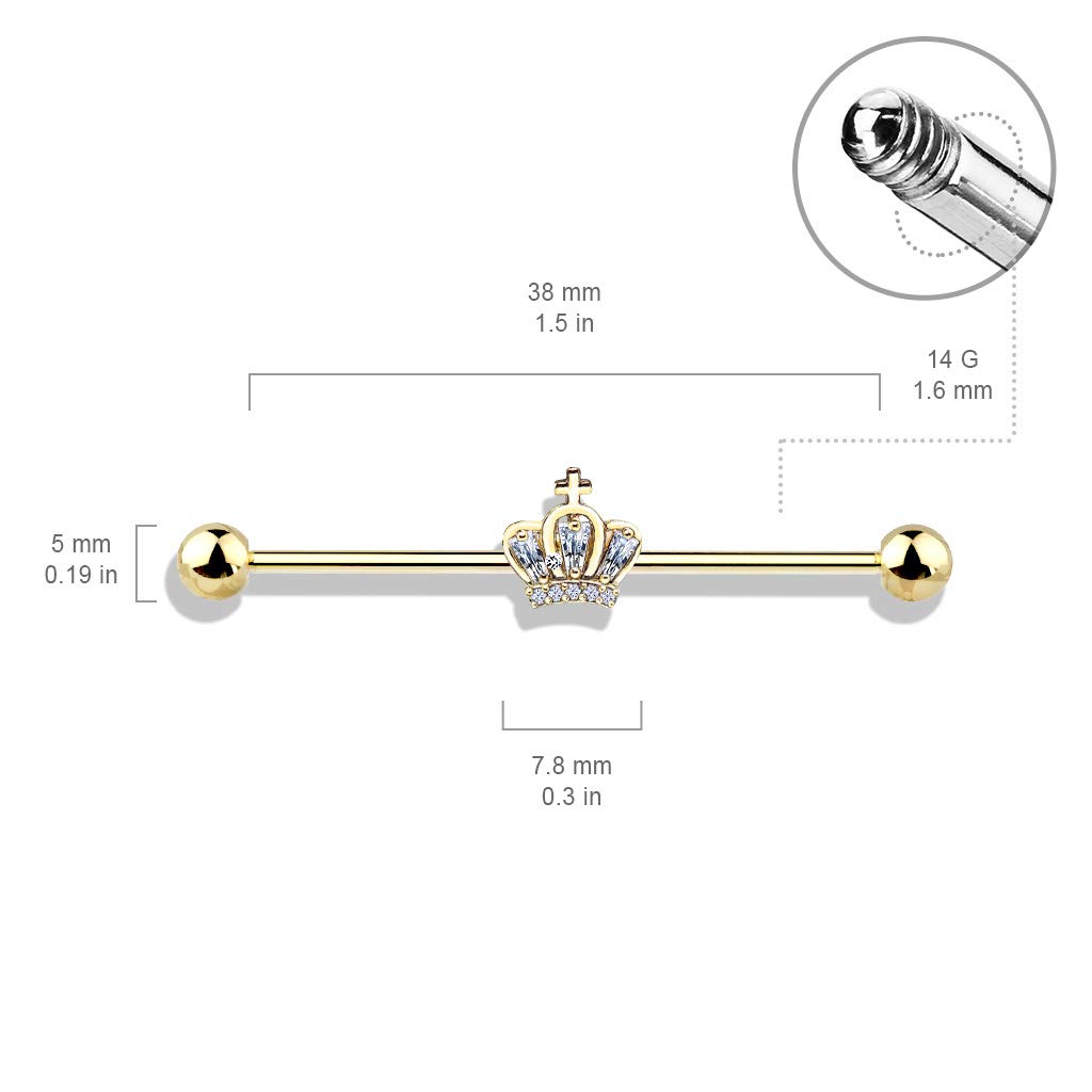 CZ Crown Surgical Steel Barbells - Durable & Stylish for Body Piercing
