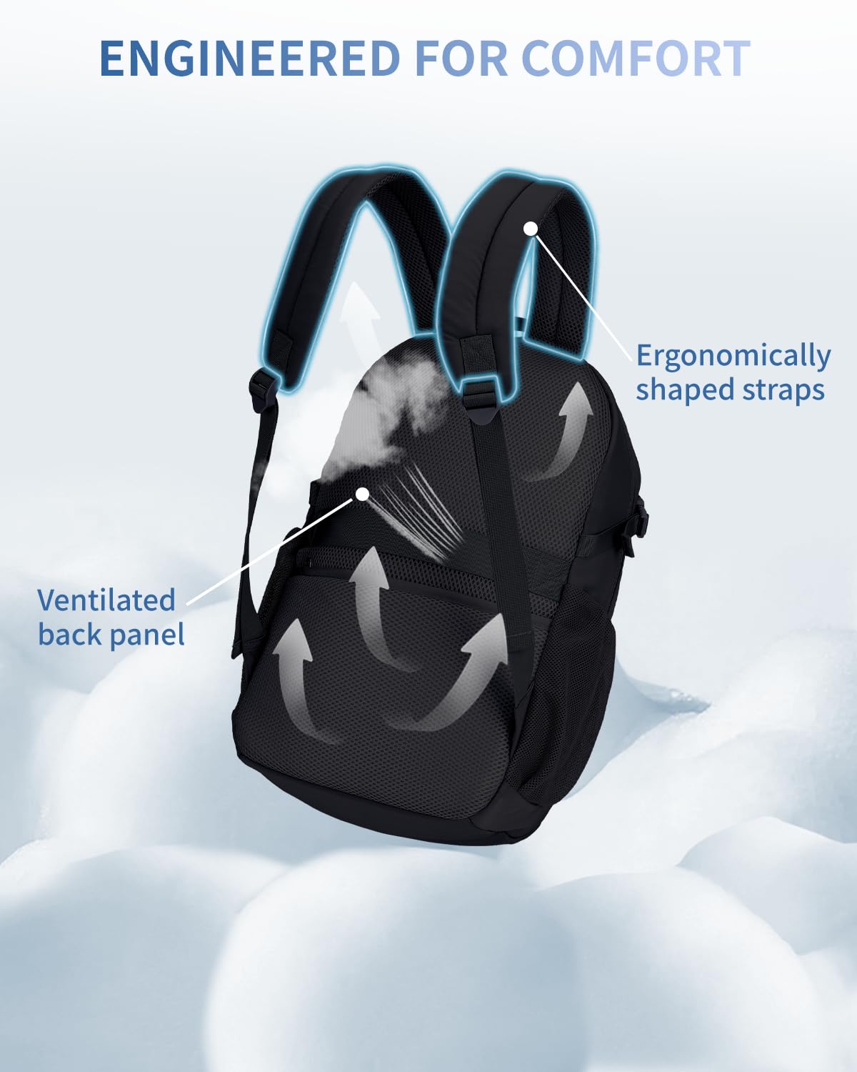 ECOHUB 17.3 Inch Women's Travel Backpack - Water-Resistant Laptop Bag with 12 Pockets, 28L Capacity for College, Work & Commuting - Perfect as Personal Item Bag for Air Travel (Black)