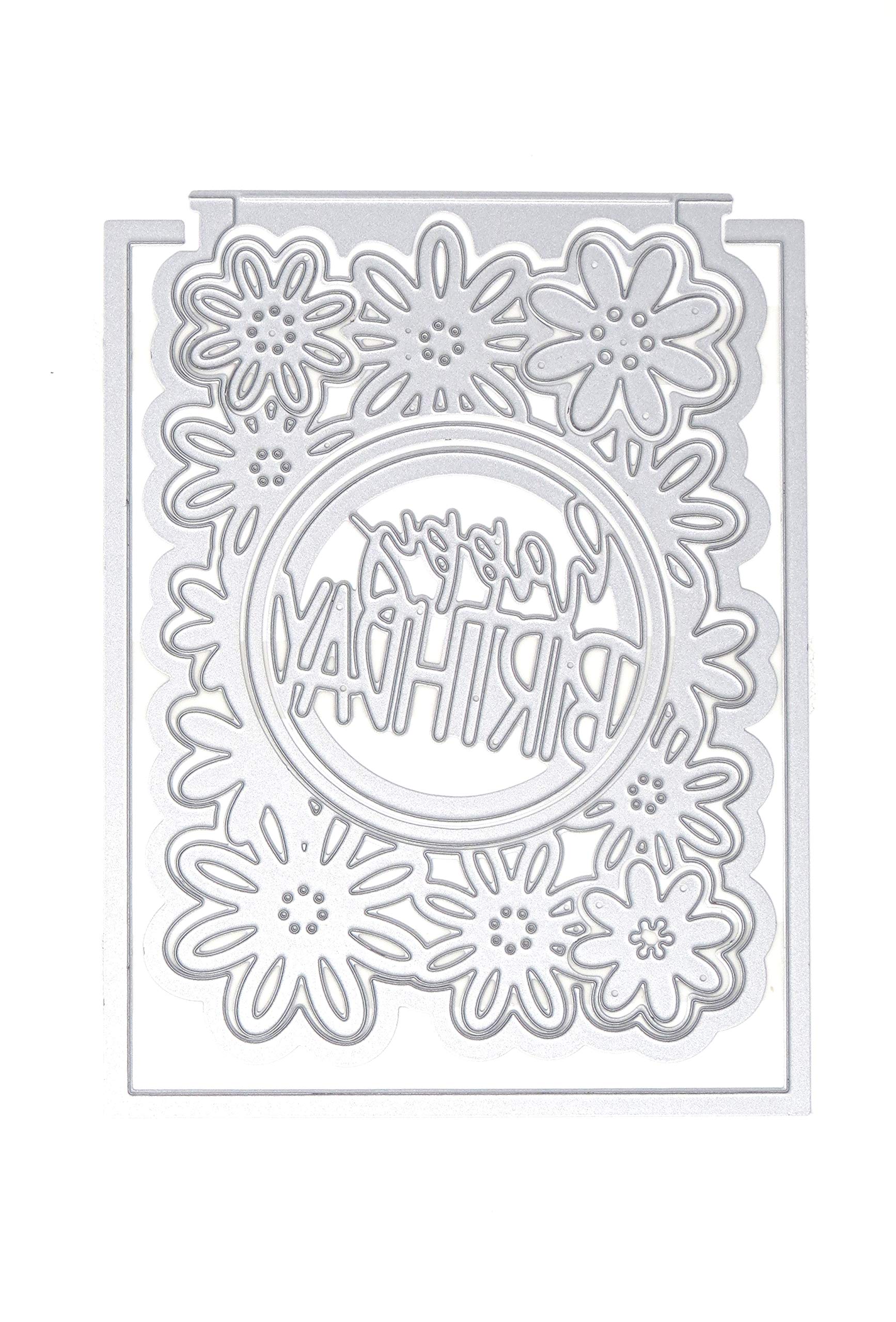 Floral Happy Birthday DIY Craft Die Set for A2 Cards | Handmade Greeting Card Making Supplies | Perfect for Scrapbooking, Invitations & Paper Crafts