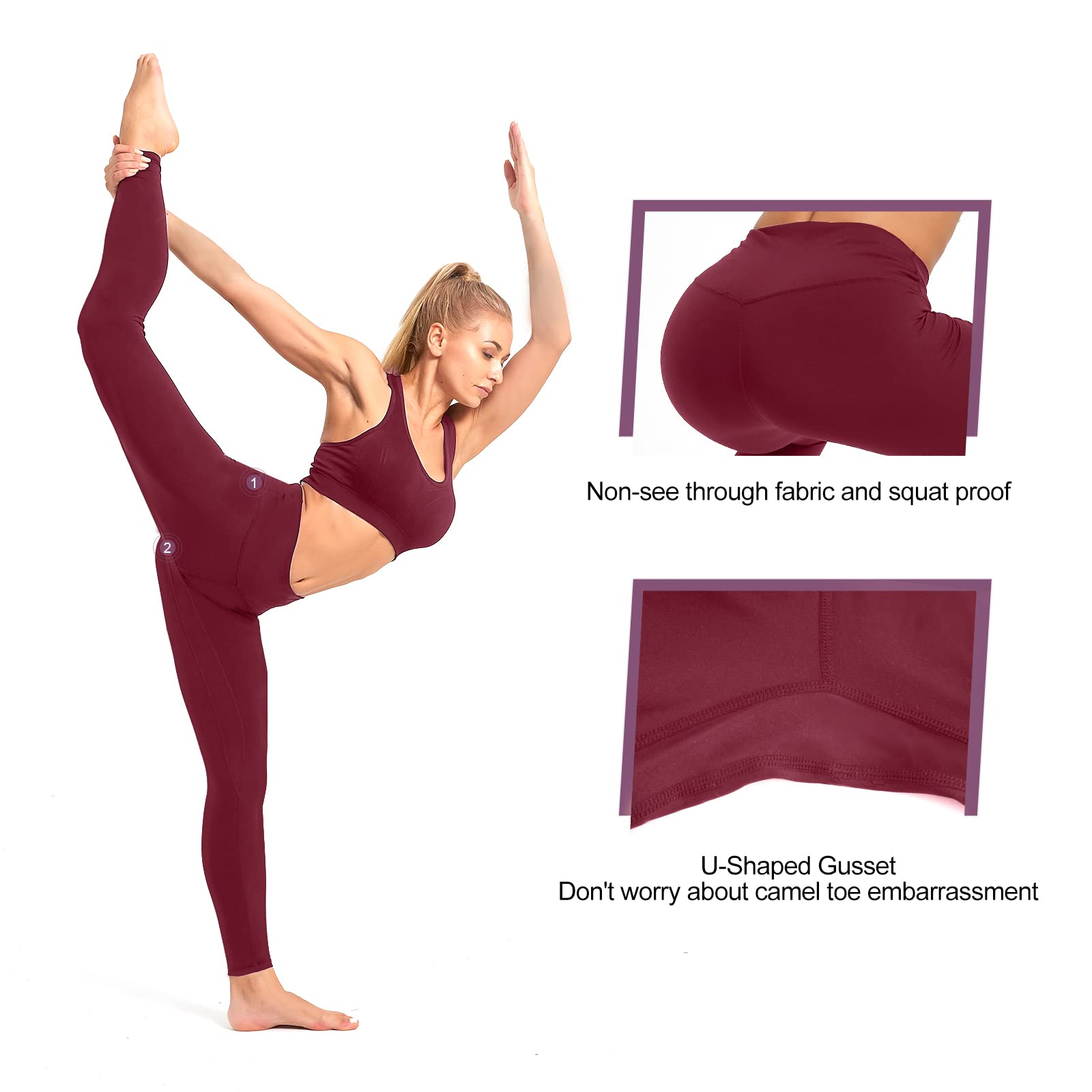 High Waisted Yoga Leggings for Women with Pockets - Tummy Control & Butt Lift Workout Leggings - Running, Gym & Lounge Pants for Active Women