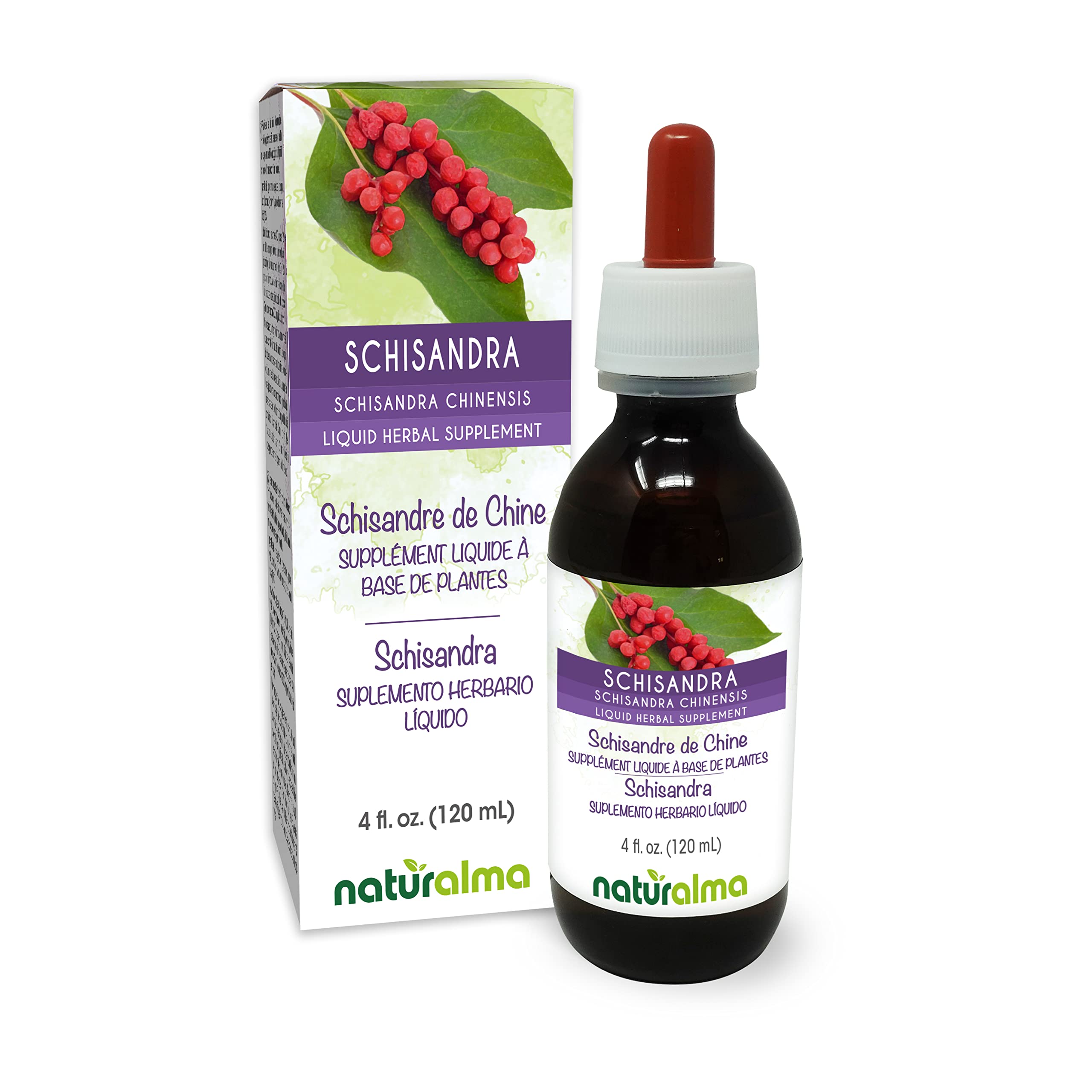 Naturalma Schisandra (Schisandra chinensis) Alcohol-Free Liquid Extract - 4 fl oz Herbal Supplement Drops - Vegan, Non-GMO - Boost Energy & Reduce Stress - Perfect for Daily Wellness & Adaptogenic Support