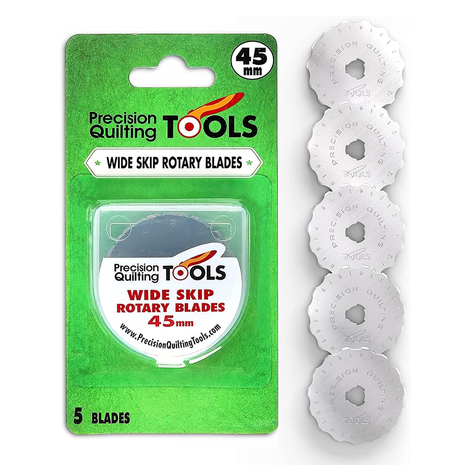 45mm Precision Quilting Tools Crochet Edge Skip Blades - Pack of 5 for Fabric Cutters | Wide Skip Blades for Crochet Edge Projects, Fleece Blankets & Scrapbooking | Ideal for DIY Sewing, Quilting & Craft Projects