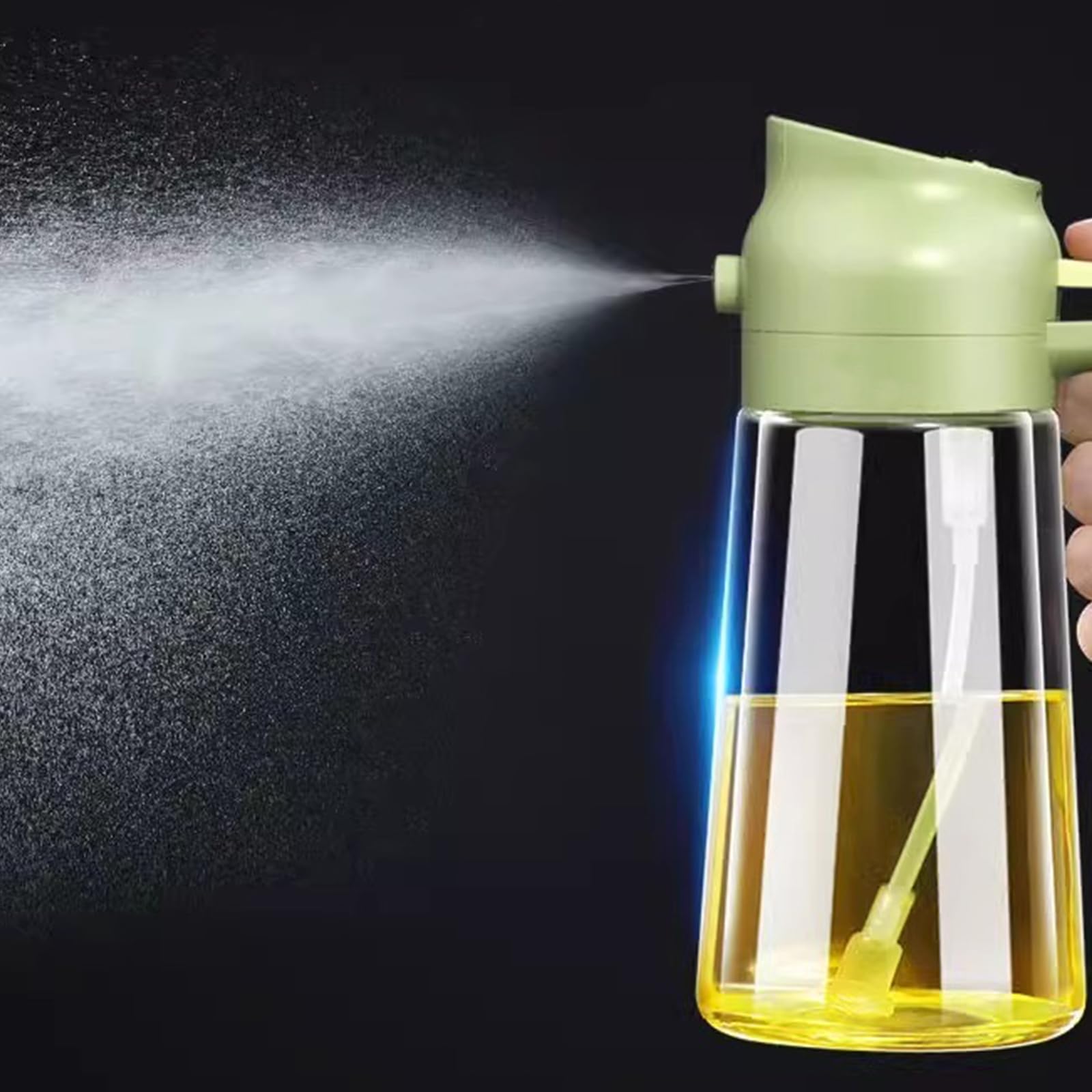 Premium 2-in-1 Oil Dispenser & Sprayer for Kitchen - 470ml Food Grade Cooking Oil Mister for Air Fryer, Salad, Grilling & Baking (Green) - Perfect for Healthy Cooking & Meal Prep