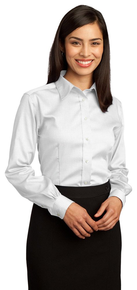 Red House Women's Non-Iron Pinpoint Oxford Shirt - Medium Size, Crisp White - Perfect for Office Wear & Business Casual Outfits