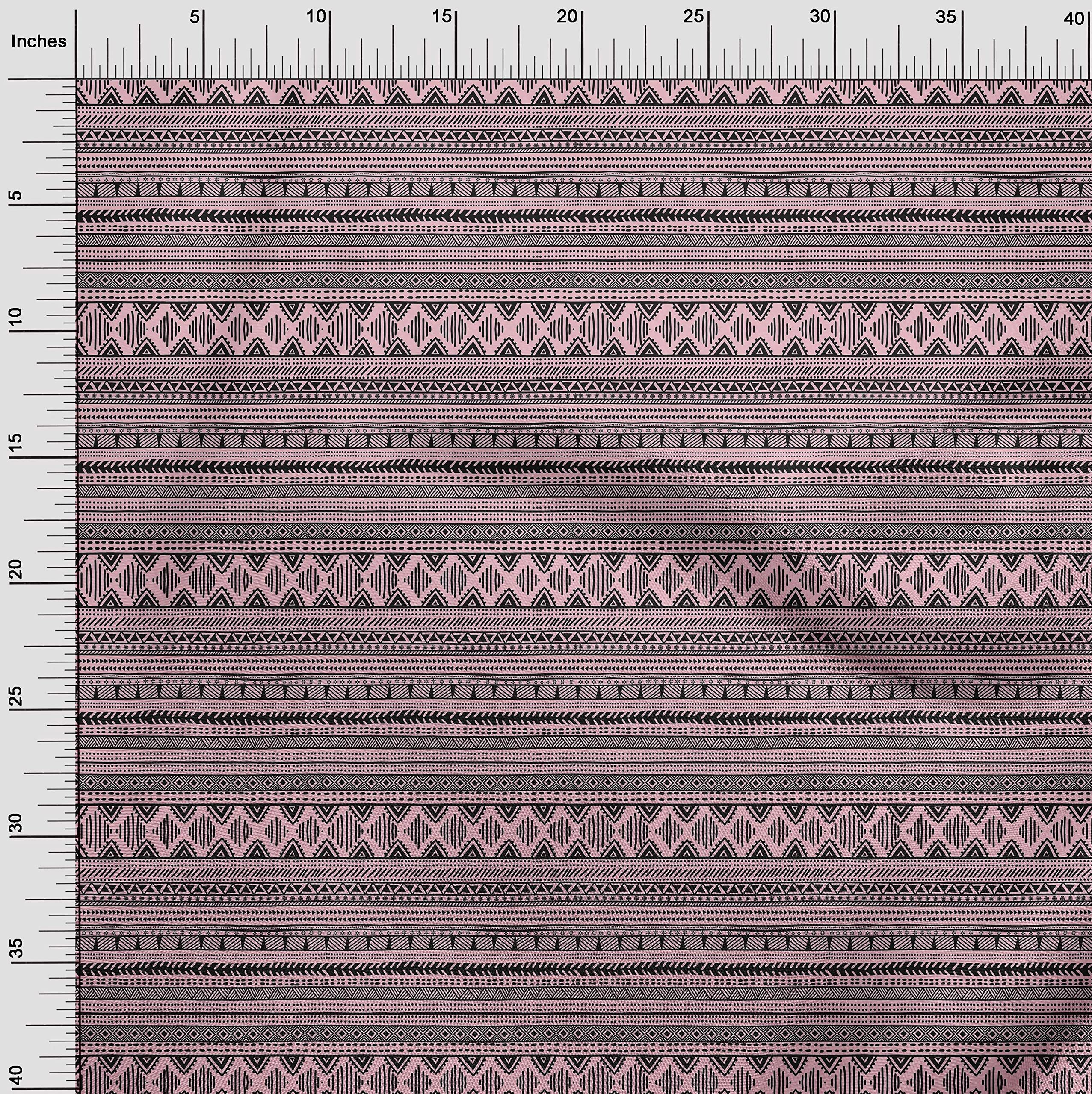 oneOone 42 Inch Wide Viscose Chiffon Fabric - Medium Pink Tribal Print Dress Material by The Yard | Perfect for Boho Dresses, Scarves & Home Decor