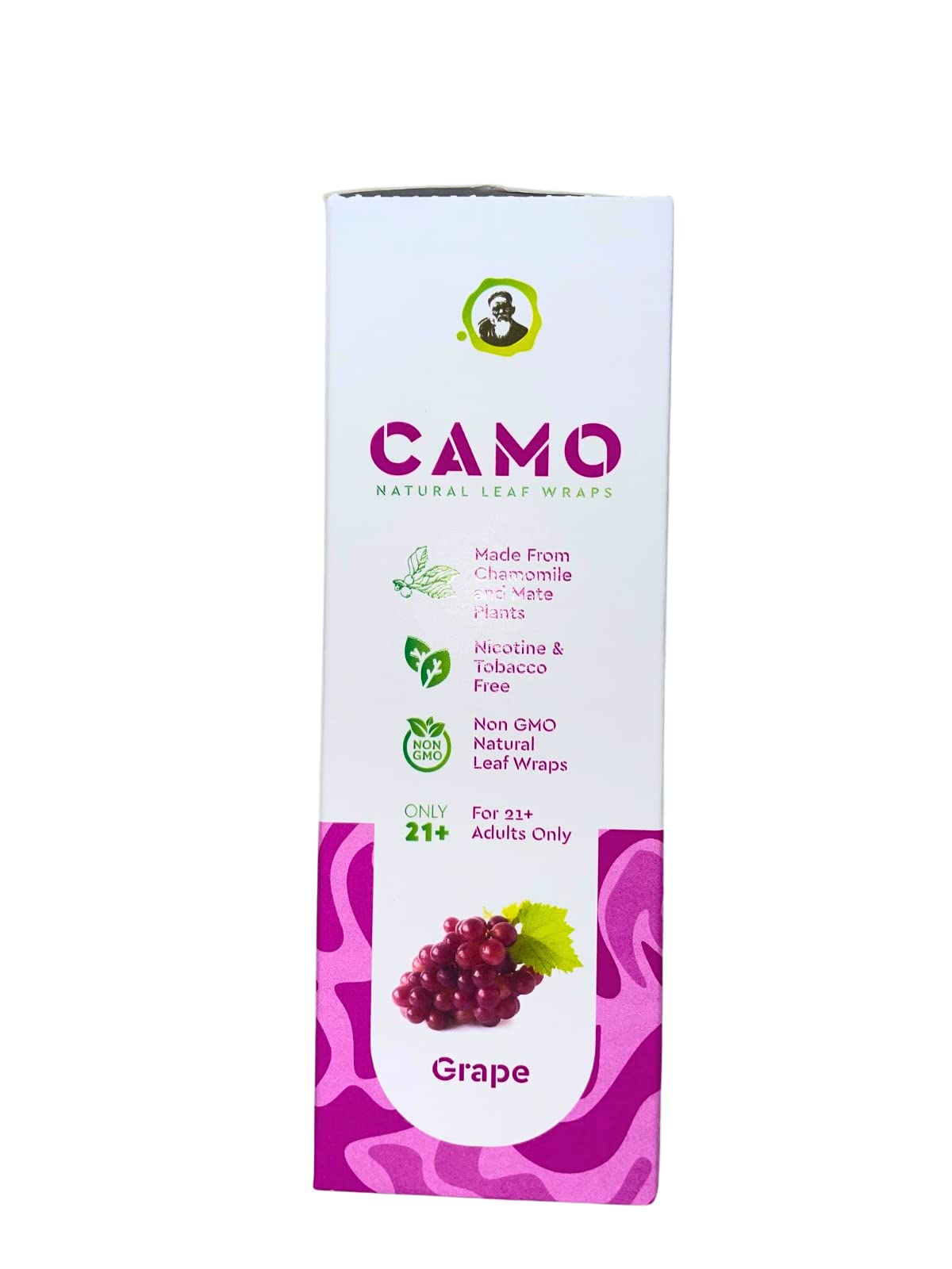 Natural Afghan Hemp Leaf Wraps - Camo Design - Sealed Box with 125 Wraps (25x5) - Grape Flavor - Perfect for Rolling Tobacco or Herbal Blends