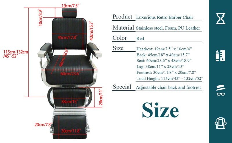 Greenlife Vader Advance Modern Recline Barber Chair Black & Silver - Professional Salon Haircut Styling & Shaving Chair for Barbershops & Home Use