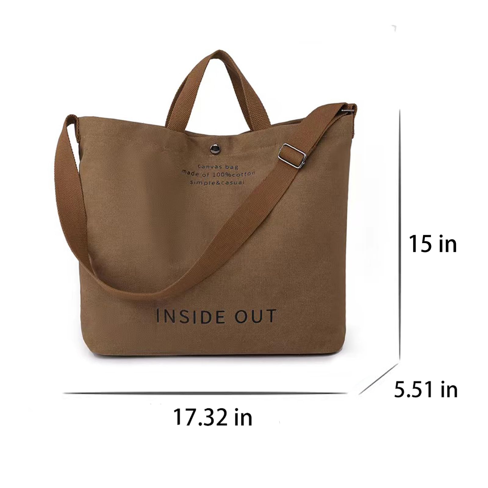 Stylish Large Canvas Tote Bag for Women - Fashionable Casual Shoulder Bag with Crossbody & Top Handle | Perfect for Work, Travel, Shopping & Beach Outings