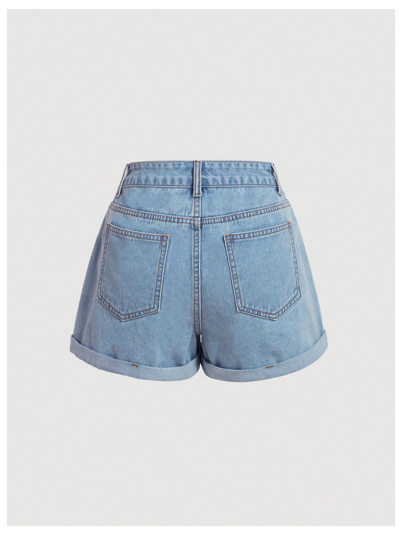WDIRARA Women's High Waist Denim Shorts - Cherry Blossom Embroidery Design, Rolled Hem Distressed Jean Shorts for Summer | Casual Outfit, Beach Vacation, Streetwear Fashion