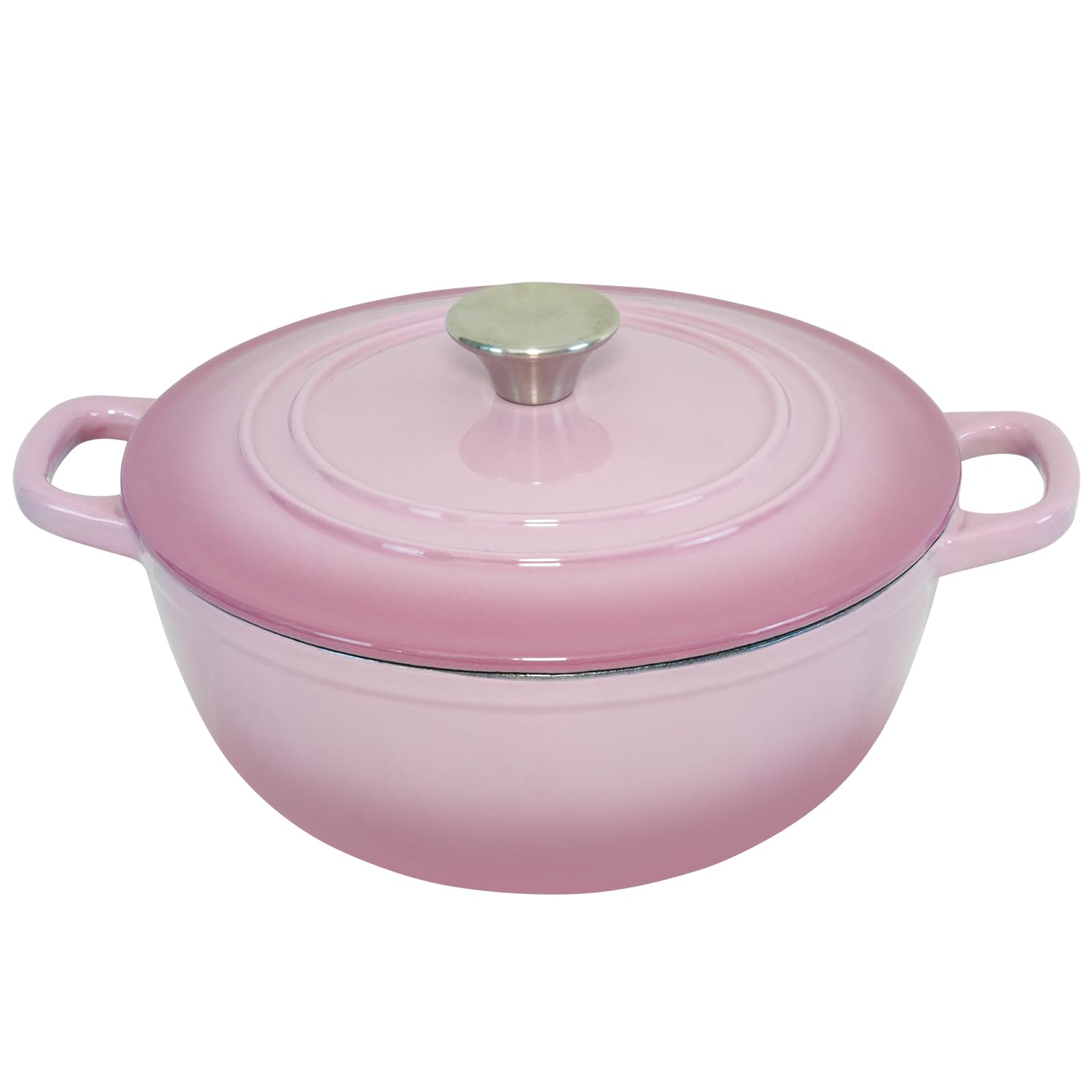 4.8 QT Pink Enameled Cast Iron Dutch Oven with Lid & Handles - Perfect for Bread Baking, Stews, Soups & Camping Cooking - Heavy Duty Oven & Stovetop Safe Cookware