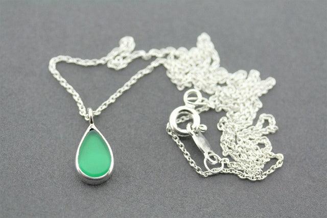 Green Onyx Teardrop Silver Pendant Necklace for Women - Elegant Jewelry Gift for Birthday, Anniversary & Special Occasions