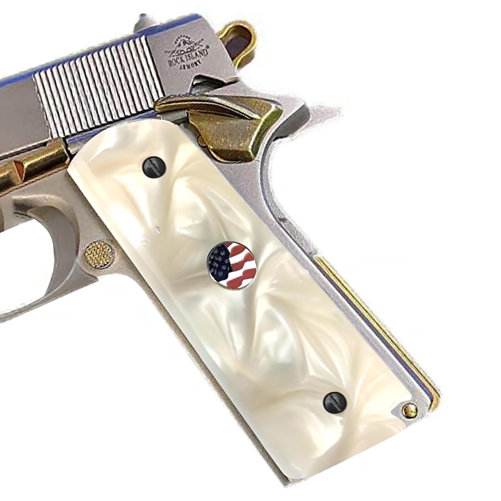 Premium 1911 Pearl Gun Grips - Compatible with Colt Government, Taurus, S&W, Springfield & Rock Island | Enhanced Grip & Classic Style for Shooting Range & Collectors