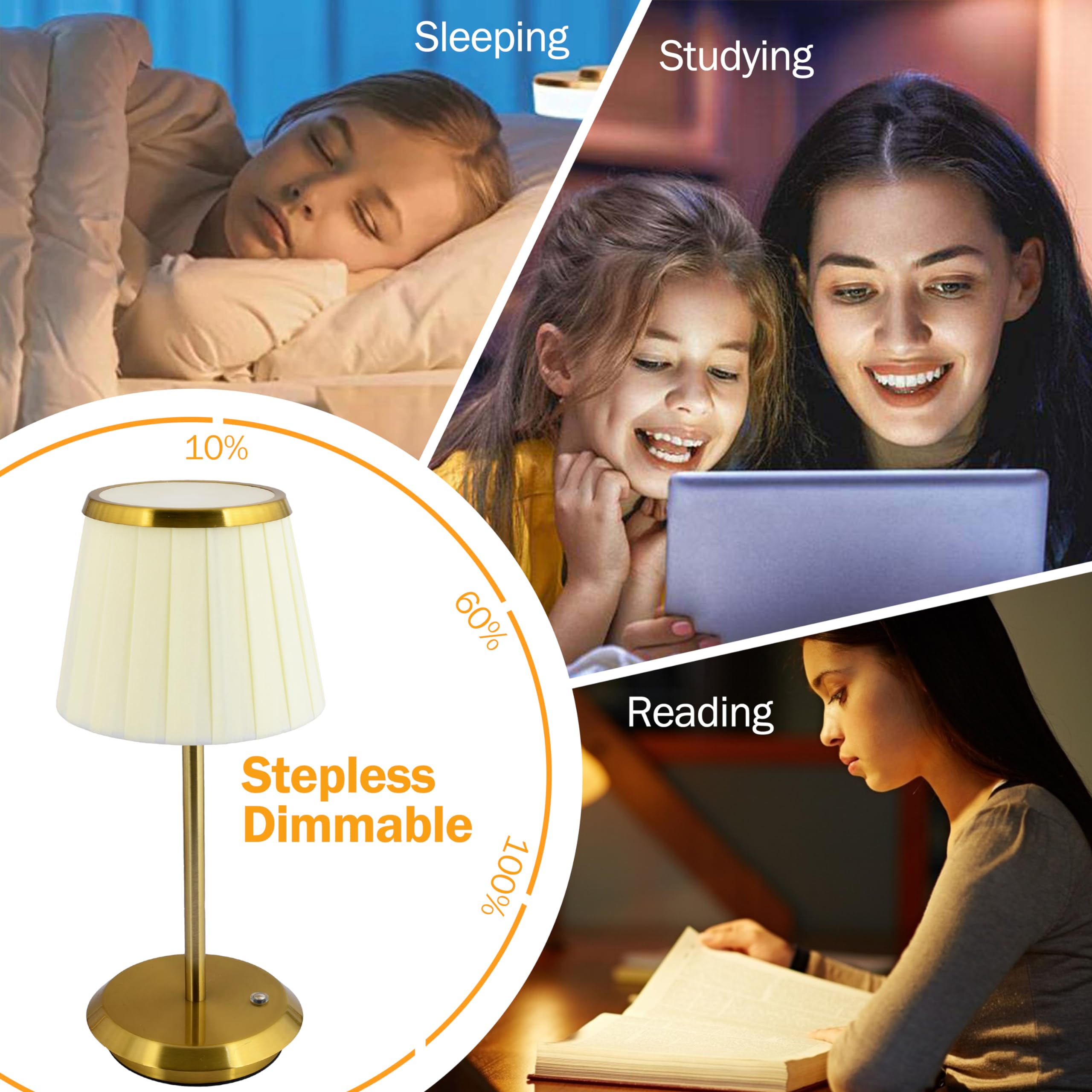 SOL HOME AND GARDEN Modern Table Lamp with USB Touch Switch - Bedside Nightstand Lamp for Bedroom, Living Room, Office, Bar & Wedding Decor - Energy Efficient LED Lighting (Bronze) - Perfect for Reading, Relaxing & Creating Ambiance