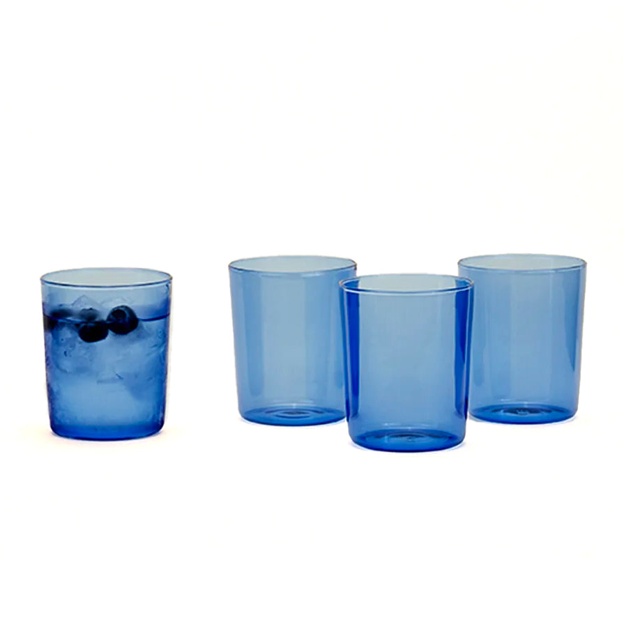 Premium 4-Piece Blue Glassware Set - Durable & Elegant Drinking Glasses for Wine, Juice, and Cocktails - Perfect for Dinner Parties, Home Bars, and Everyday Use