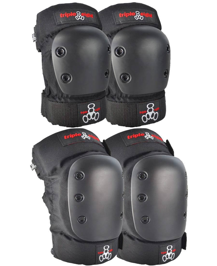 Triple Eight Street 2 Pack Pads - Knee & Elbow Protective Gear for Skateboarding, Roller Skating, and Scooter Riding - Perfect for Beginners and Professionals - Durable Impact Protection for Outdoor Sports
