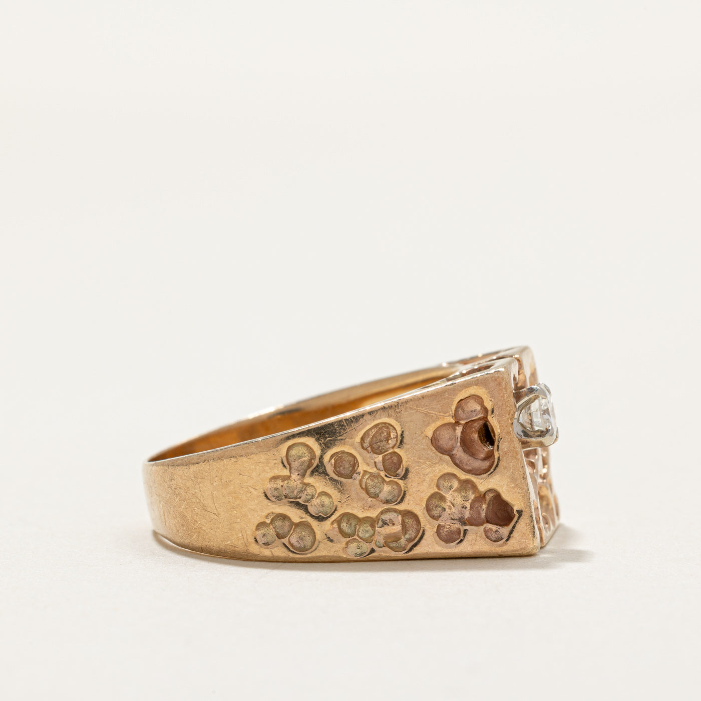 0.19ct Single Stone Diamond Textured Statement Ring - Size 9.5 | Elegant & Unique Wedding Band, Anniversary Gift for Her | Perfect for Special Occasions & Everyday Luxury