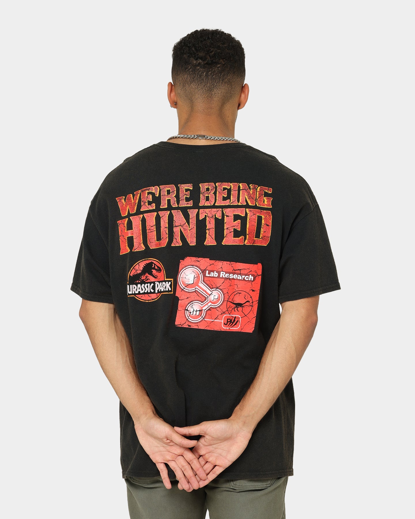 Vintage Jurassic Park Mega Mayhem Graphic T-Shirt - Black Distressed Wash - Retro Movie Tee for Men & Women - Perfect for Casual Wear, Cosplay & Dinosaur Theme Parties