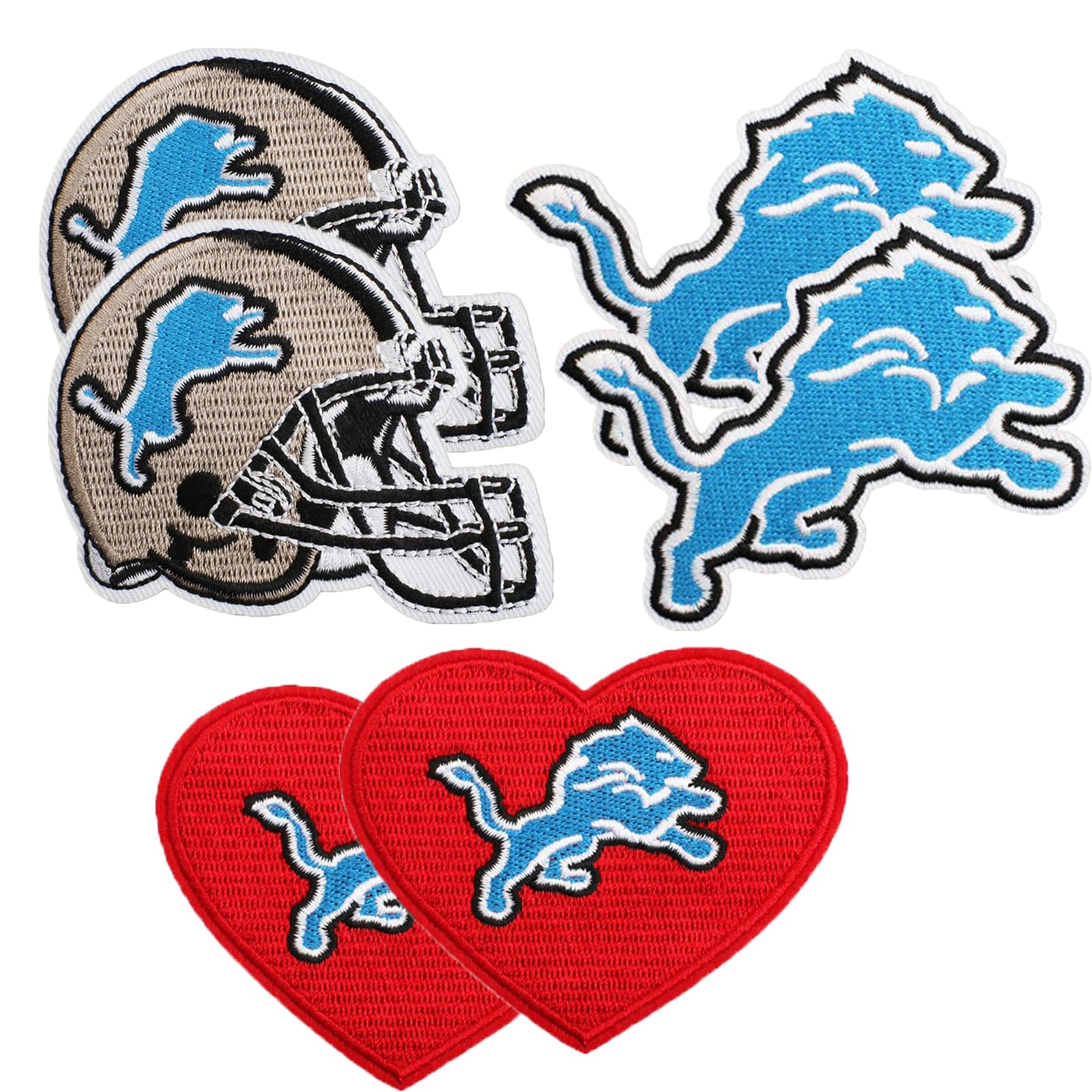6Pcs Lions Rugby Team Logo Iron On or Sew On Patches - Embroidered Appliques for Clothes, Jeans & DIY Projects - Perfect for Fans, Jerseys & Customizing Gear