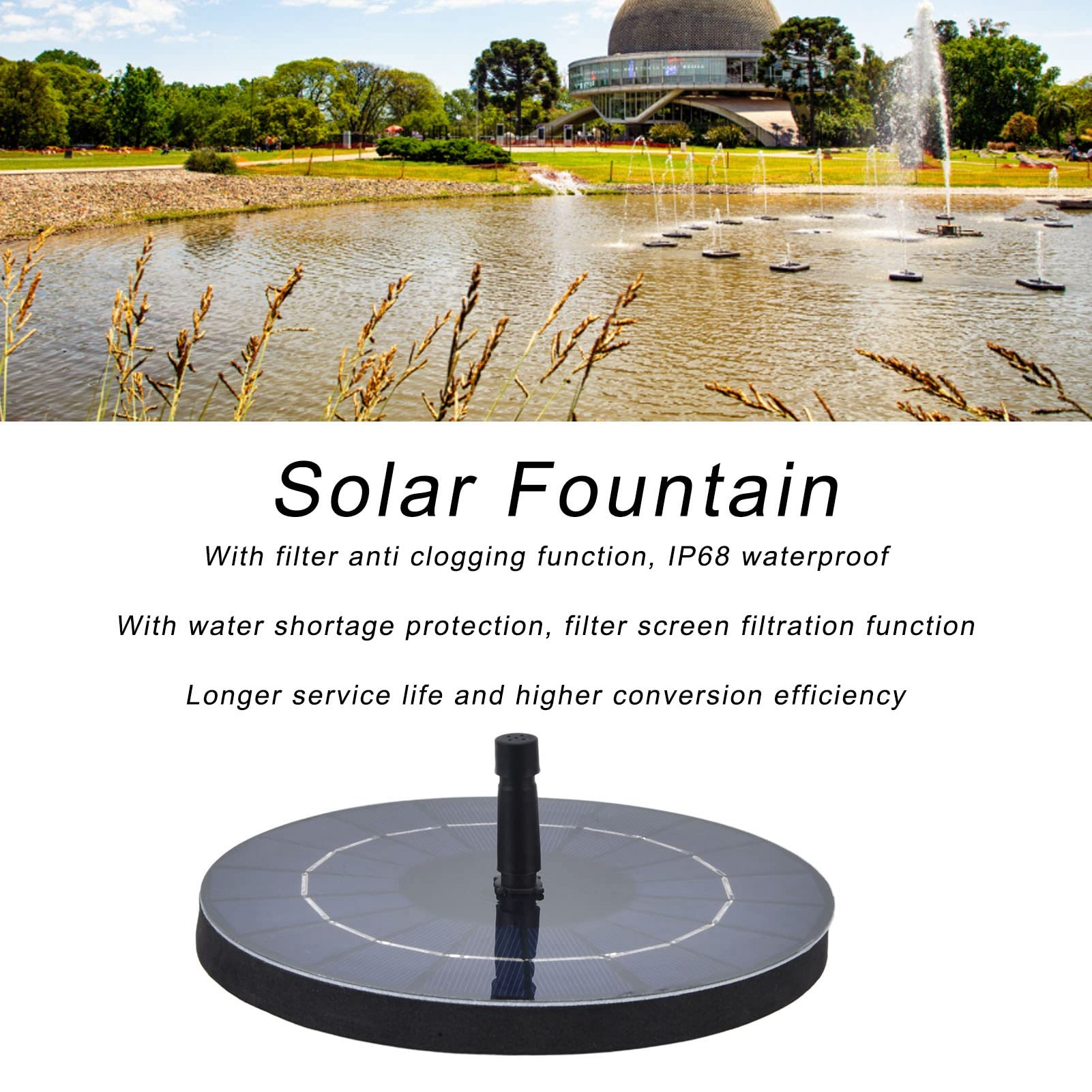Solar Fountain Pump 9V 3.5W IP68 Waterproof - Outdoor Solar Powered Water Fountain for Garden, Pond, Bird Bath & Yard Decoration