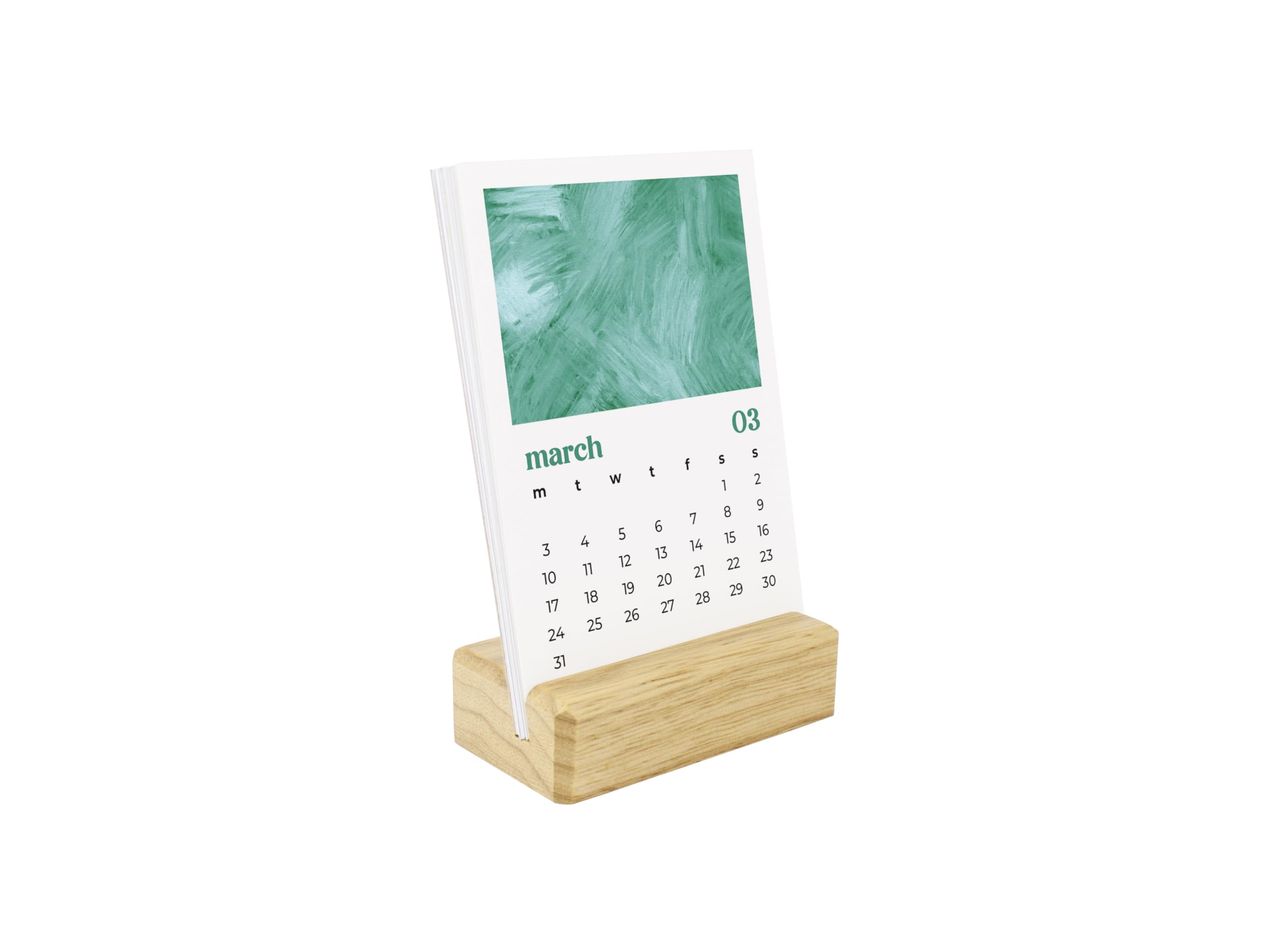 2025 Mini Desk Calendar with Wooden Stand - Abstract Oil Painting Art Yearly Planner | Perfect for Office, Home Decor & Gift Giving