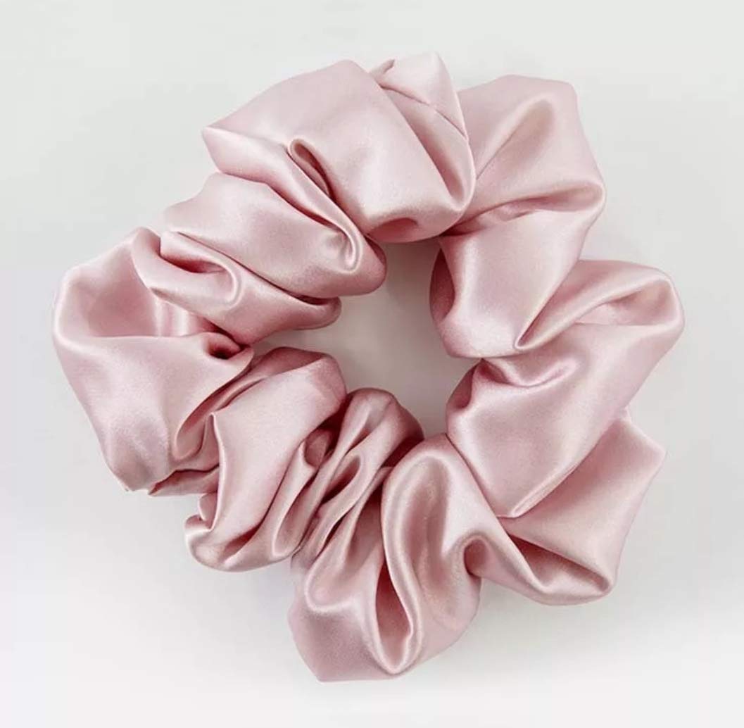 Satin Silk Hair Scrunchies Set - Black, Pink, White & Green - Soft & Elegant Hair Accessories for Women & Girls - Perfect for Work, Gym, Party & Everyday Wear