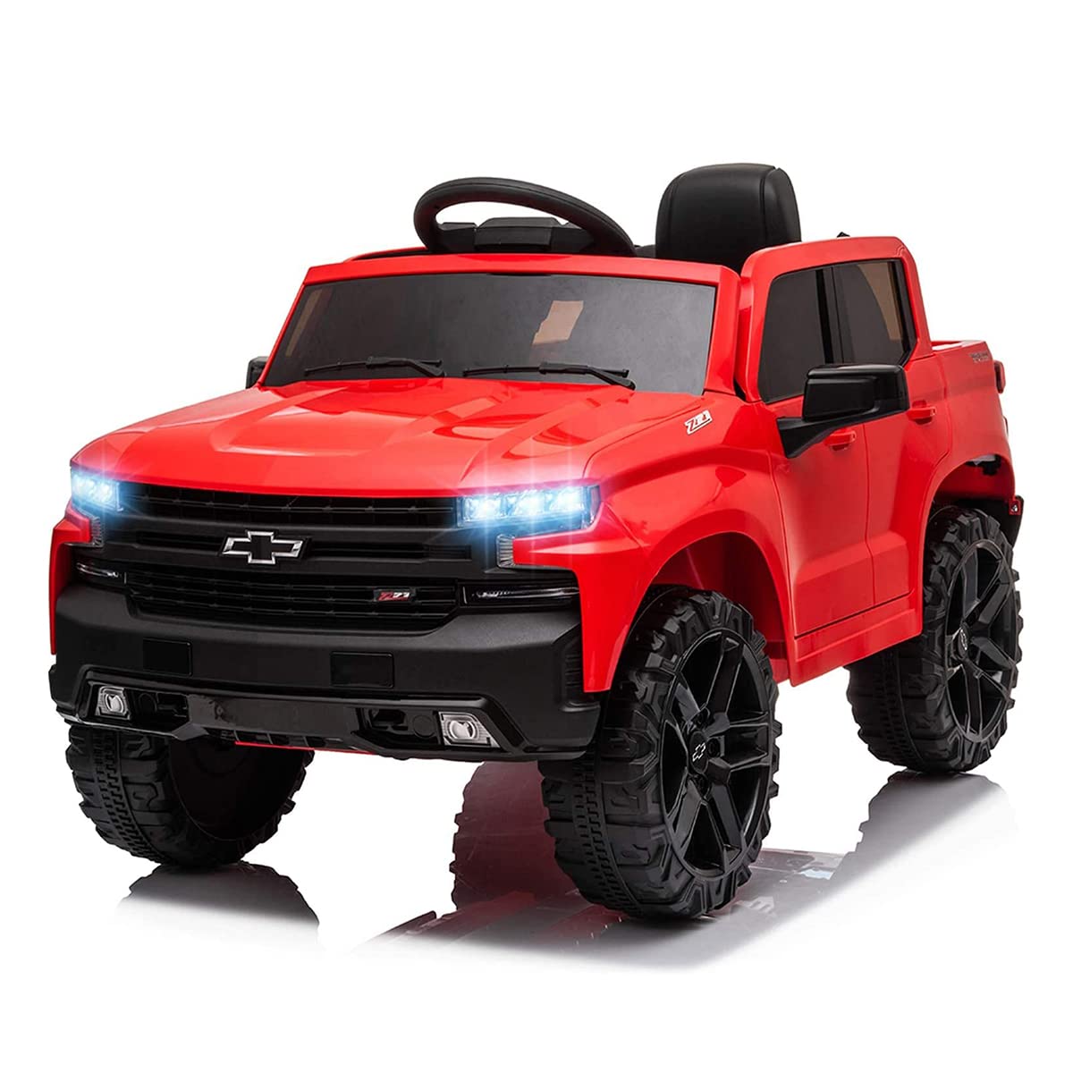 Licensed Chevrolet Kids Electric Ride-On Truck - 12V Battery-Powered Toy Car with LED Lights, MP3 Player & Storage - Red Electric Vehicle for Boys & Girls - Perfect for Birthday Gifts & Outdoor Play