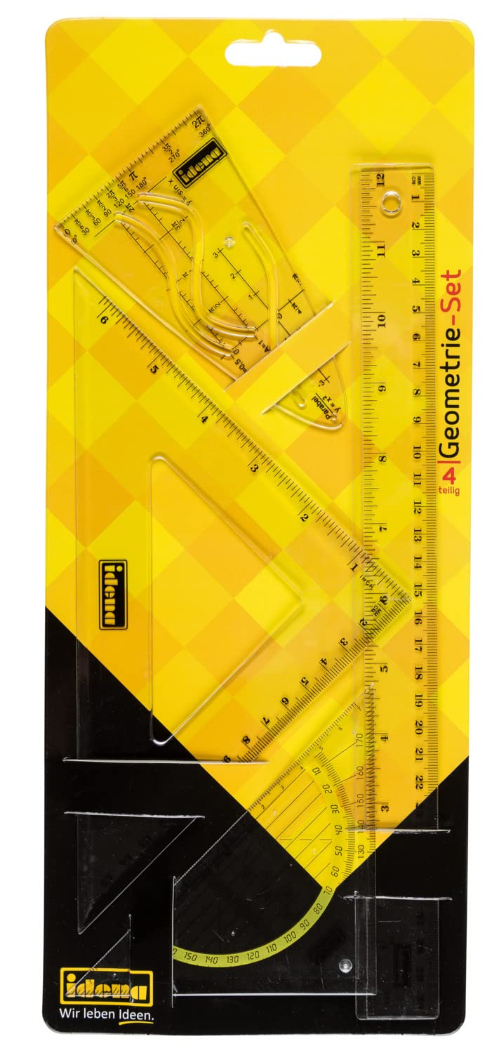 4-Piece Geometry Set Square Kit - Perfect for Students, Engineers & Architects - Ideal for Math Class, Drafting & Technical Drawing