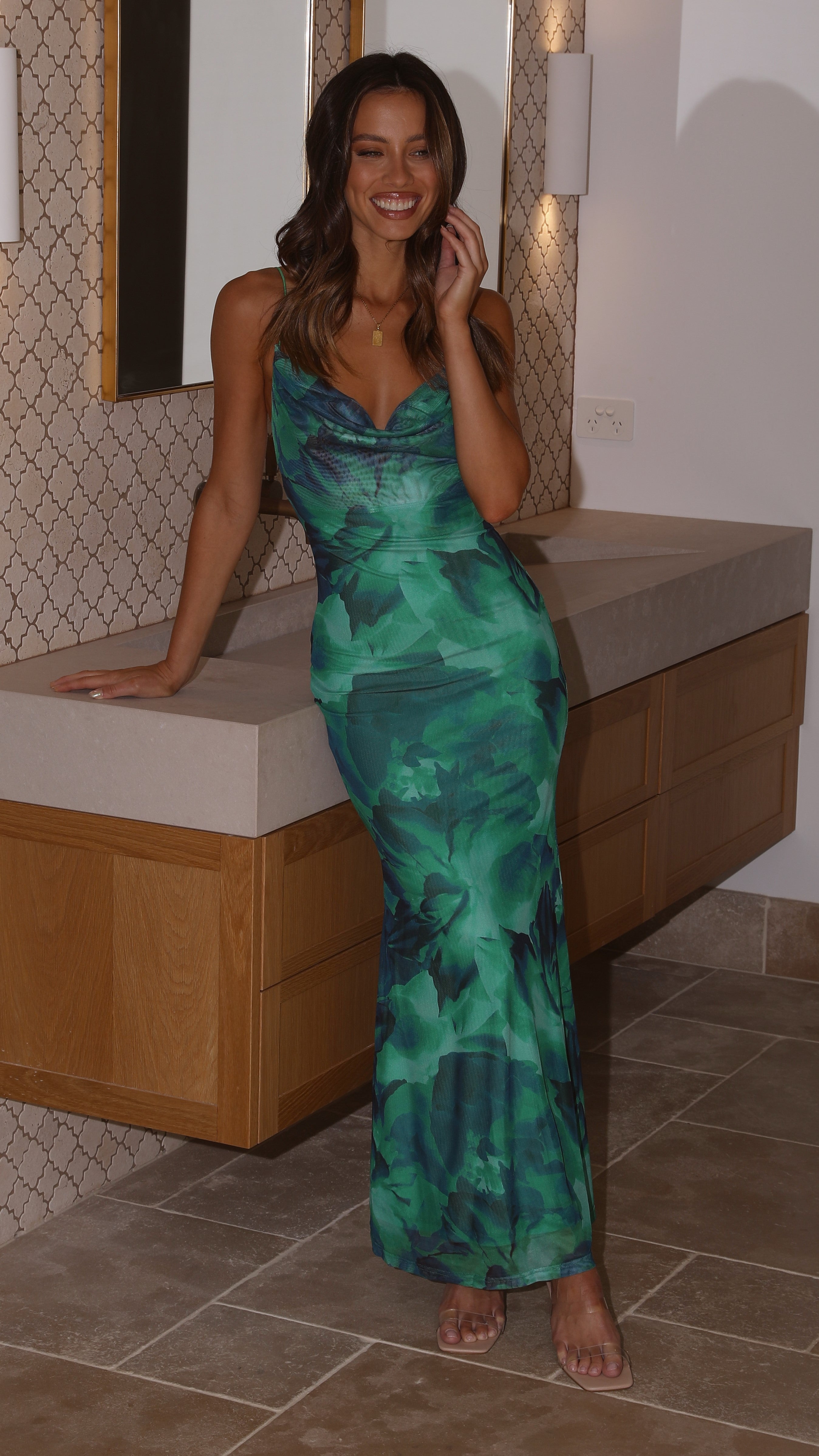 Kapri Slip Dress - Green Floral Print Women's Summer Dress | Perfect for Beach Vacations, Date Nights & Casual Outings