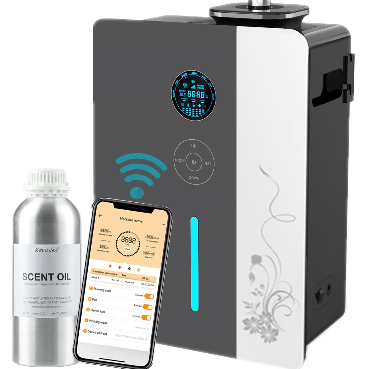 WiFi Scent Diffuser Machine for Large Spaces up to 7500 Sq.Ft - 1L Essential Oils Included | Smart HVAC Air Freshener for Home, Hotel & Office | Waterless Cold Air Aroma Diffuser for Bedroom, Living Room & Commercial Spaces