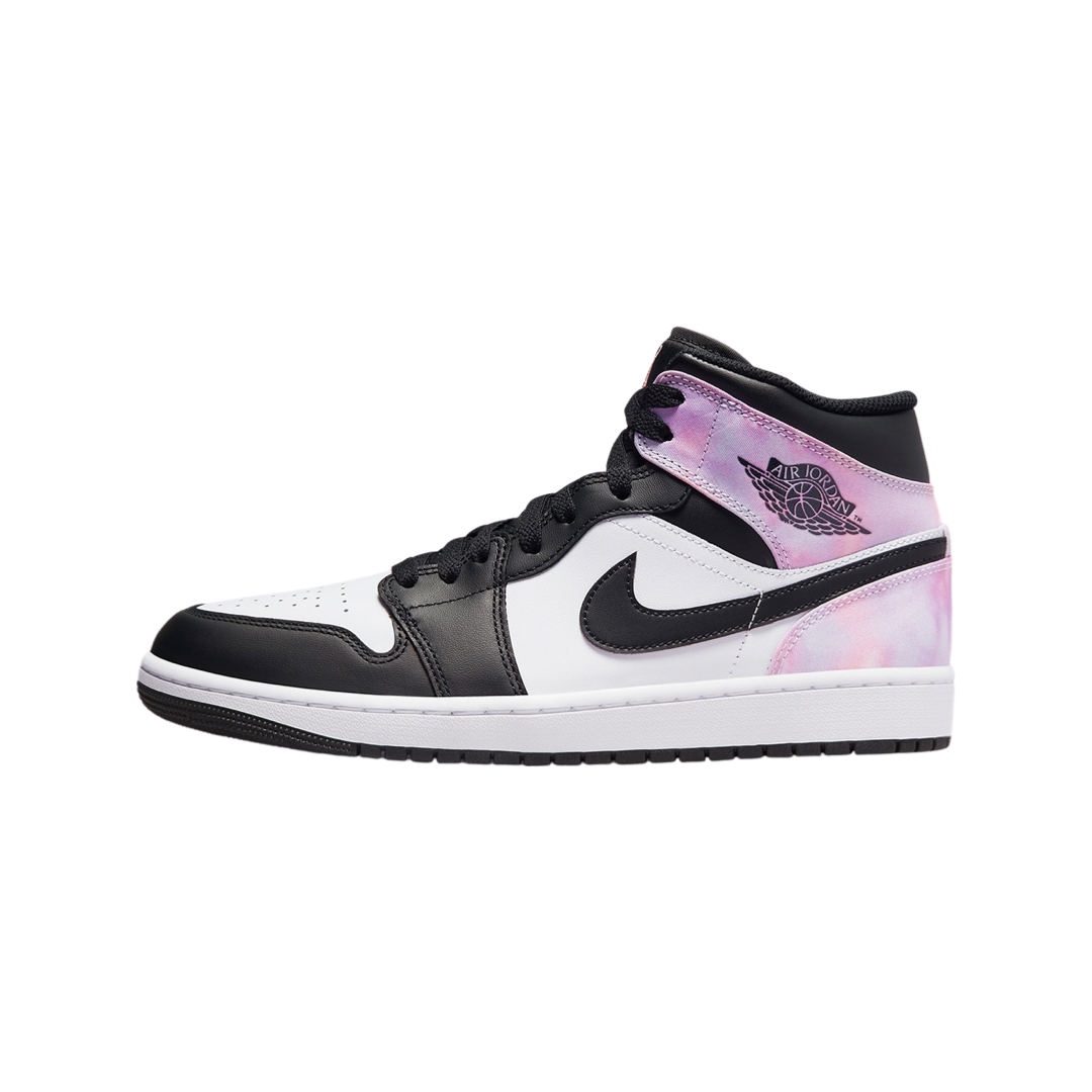 Air Jordan 1 Mid SE Sneakers - Tie Dye Zen Master Black, Bleached Coral & White Amethyst Colorway | Basketball Shoes for Men & Women | Perfect for Streetwear & Casual Wear