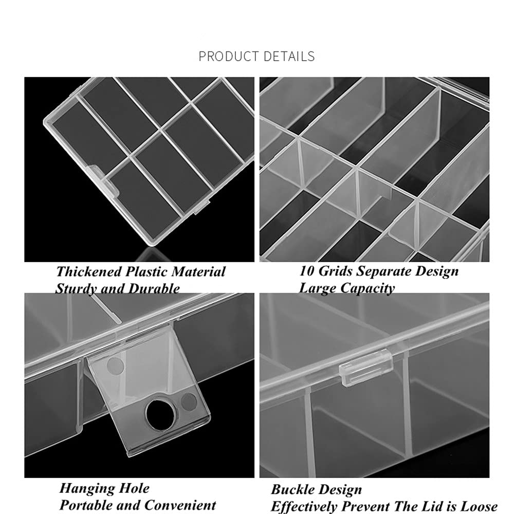 2 Pack Clear Acrylic Nail Art Organizer Case with Lid & Dividers - Transparent Nail Charms Storage Box for False Nails, Rhinestones & Nail Tools - Perfect for Salon, Travel & Home Nail Art Organization