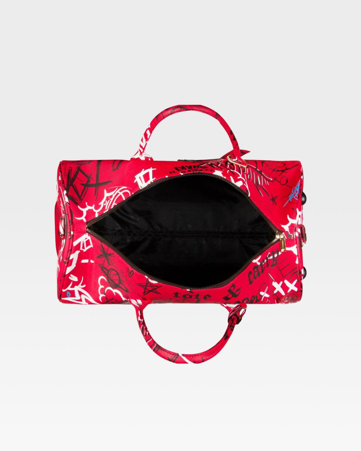 Red Graffiti Rolling Duffle Bag - Large Capacity Travel Luggage for Gym, Sports, Weekend Trips & Outdoor Adventures