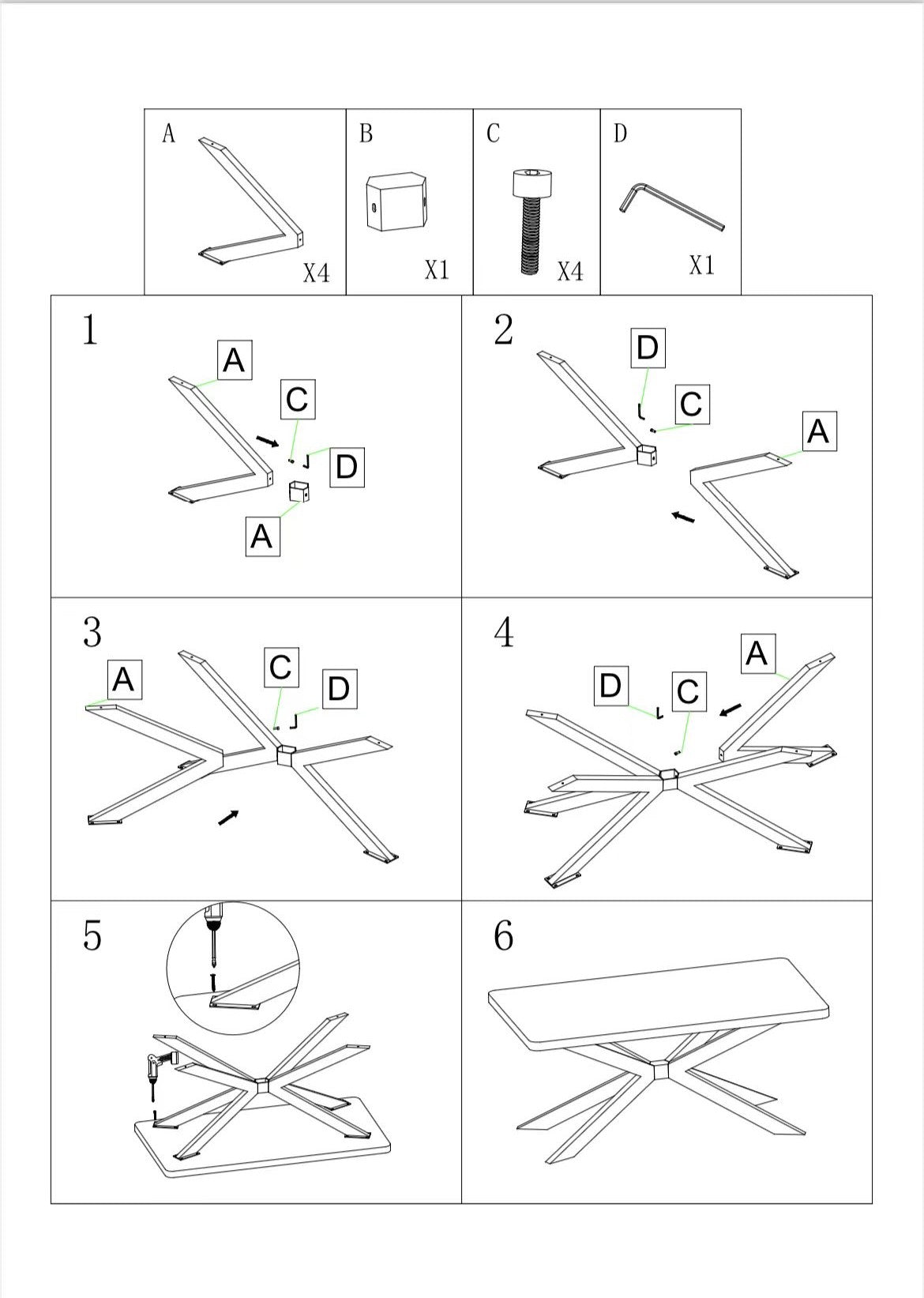 SS1510 Butterfly Shaped Metal Dining Table Legs - Heavy Duty Kitchen Furniture Legs for Dining Room Tables, Countertops & Bar Stools