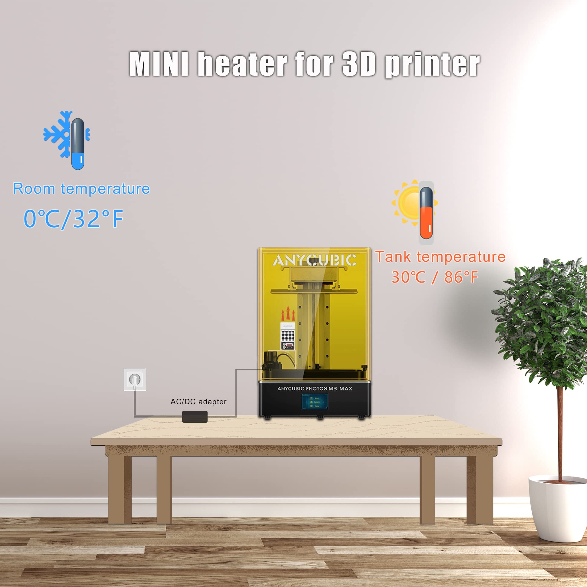 Mini Heater for 3D Printer - Resin 3D Printer Temperature Controller with Digital Thermostat for LCD/DLP 3D Printers | Perfect for Winter Printing & Workshop Temperature Control