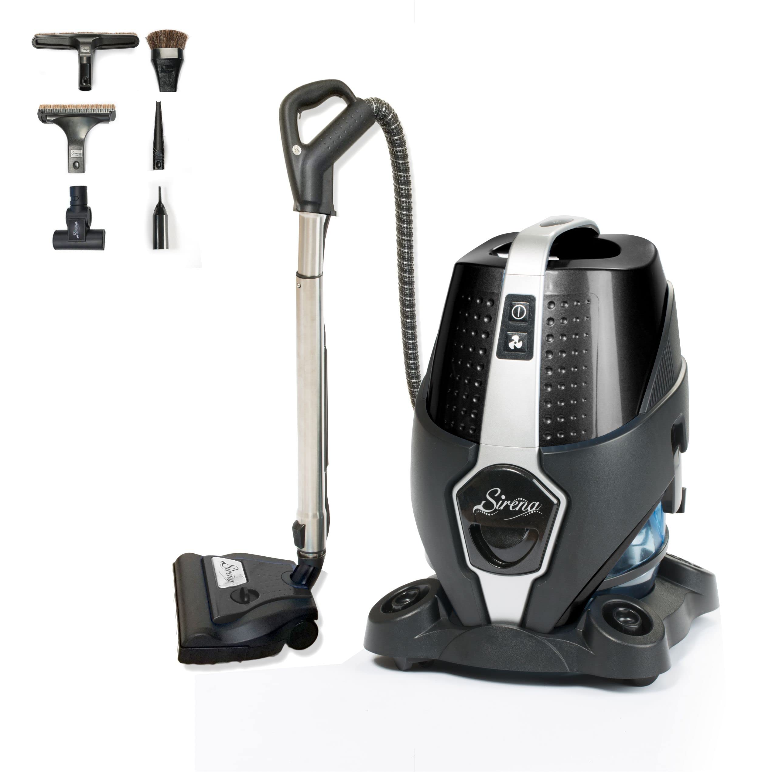Sirena Bagless Vacuum Cleaner Black Platinum - Powerful HEPA Water Filtration System for Pet Hair & Allergies - Turbo Brush for Hardwood Floors & Carpets - Multi-Functional Air Purifier & Essential Oil Diffuser - Perfect for Pet Owners & Allergy Sufferers in Homes with Hardwood Floors