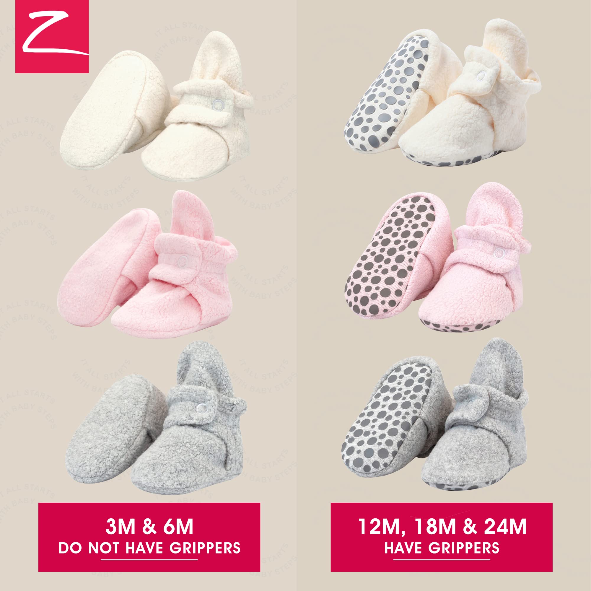 Zutano Unisex Fleece Baby Booties with Organic Cotton Lining - Soft & Warm Newborn Essentials for Winter, Indoor & Outdoor Use